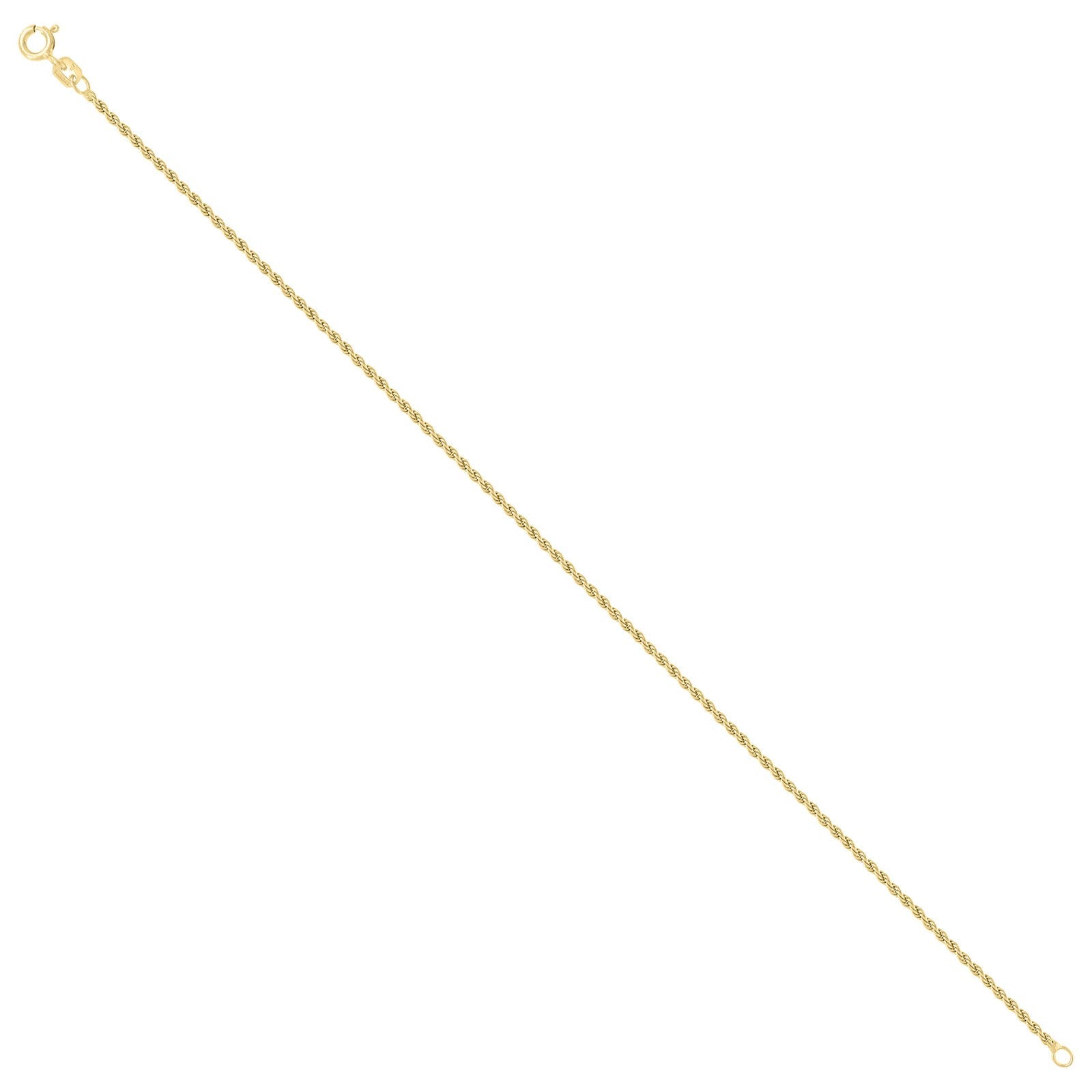 10kt Yellow Gold 1.5mm Rope Chain Necklace with Diamond Cuts 20 Inch - Elite Jewelers - Necklaces & Chains