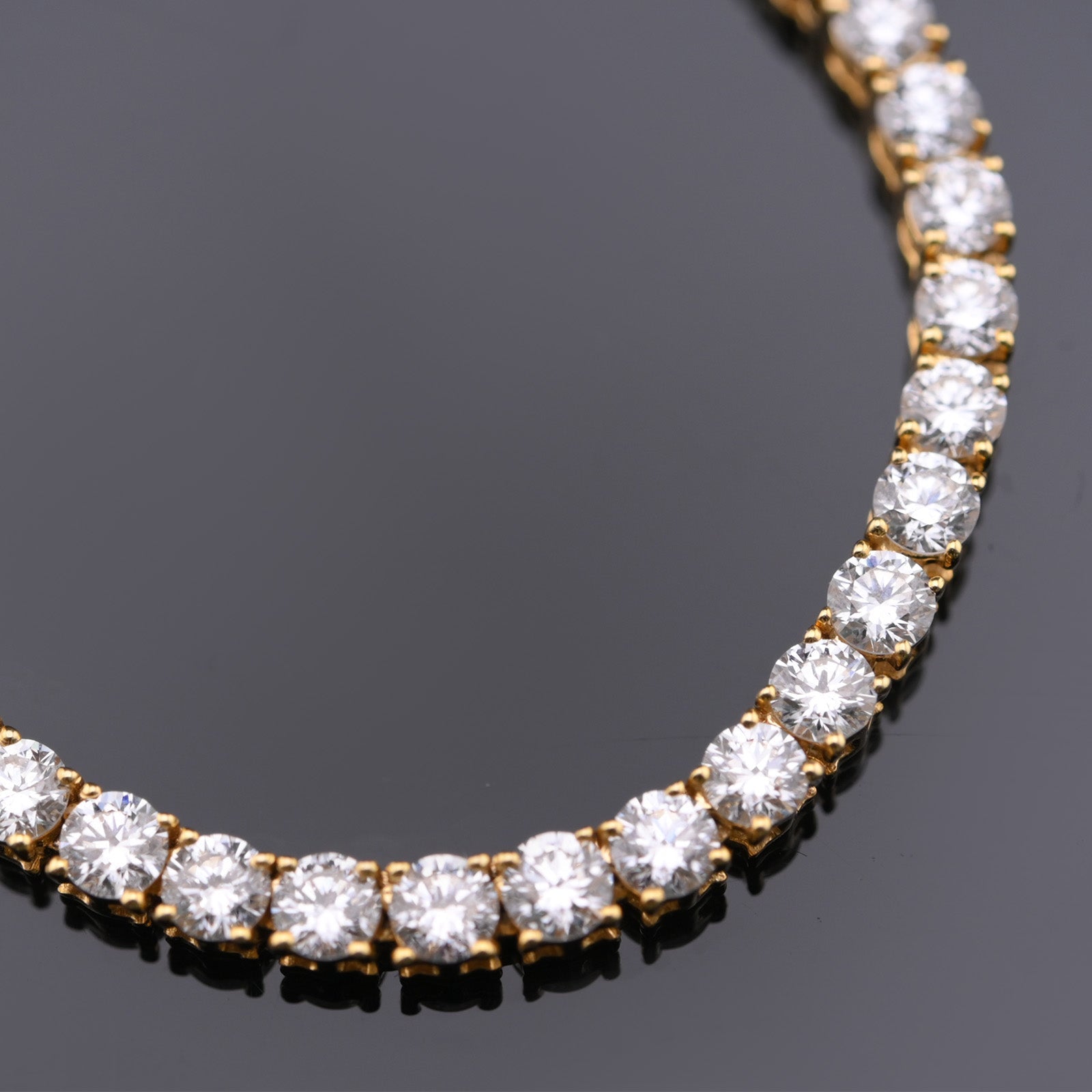 10KT Yellow Gold 17CTW Lab Created Diamond 22'' Tennis Chain 3MM - Elite Jewelers - Necklaces & Chains