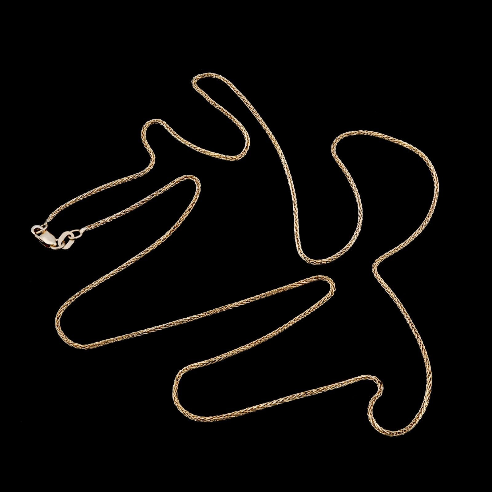 10kt Yellow Gold 1mm Solid Franco Chain Women Men Wheat Spiga Necklace 22" 2.6g - Elite Jewelers - Necklaces & Chains