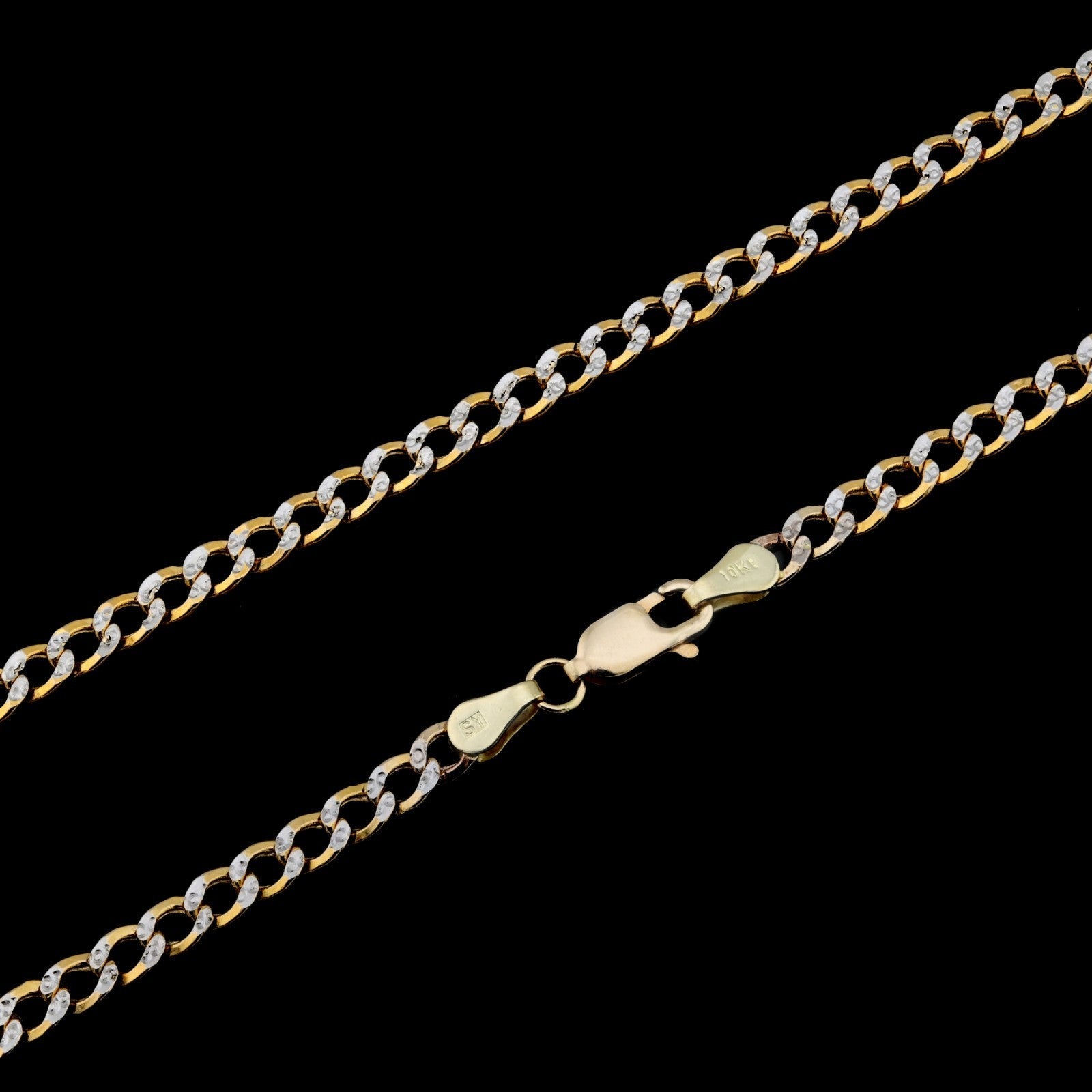 10kt Yellow Gold 4mm Curb Cuban Chain Women Men Necklace 20" Diamond Cuts 4.5g - Elite Jewelers - Necklaces & Chains