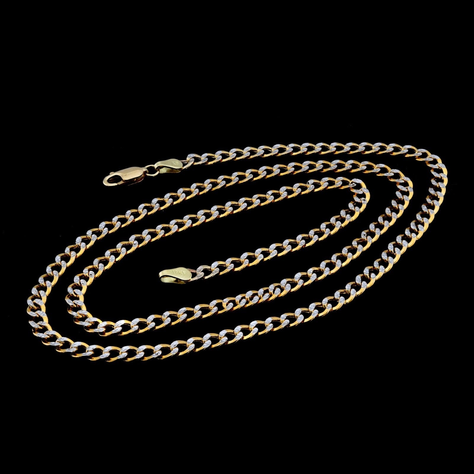 10kt Yellow Gold 4mm Curb Cuban Chain Women Men Necklace 20" Diamond Cuts 4.5g - Elite Jewelers - Necklaces & Chains