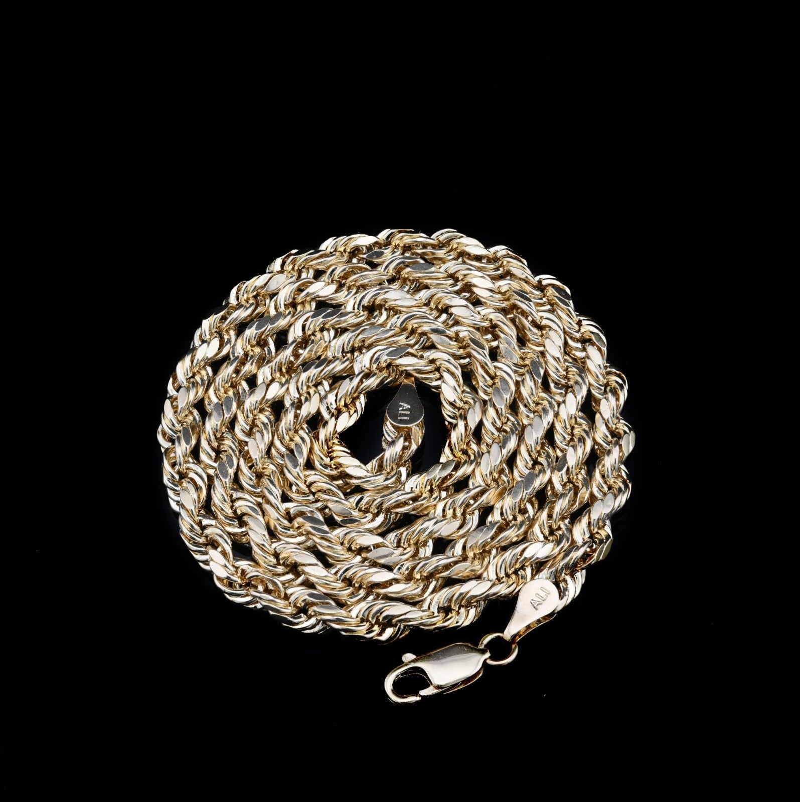 10kt Yellow Gold 4mm Rope Chain Men Women Necklace 20" Diamond Cuts apprx 7.3g - Elite Jewelers - Necklaces & Chains