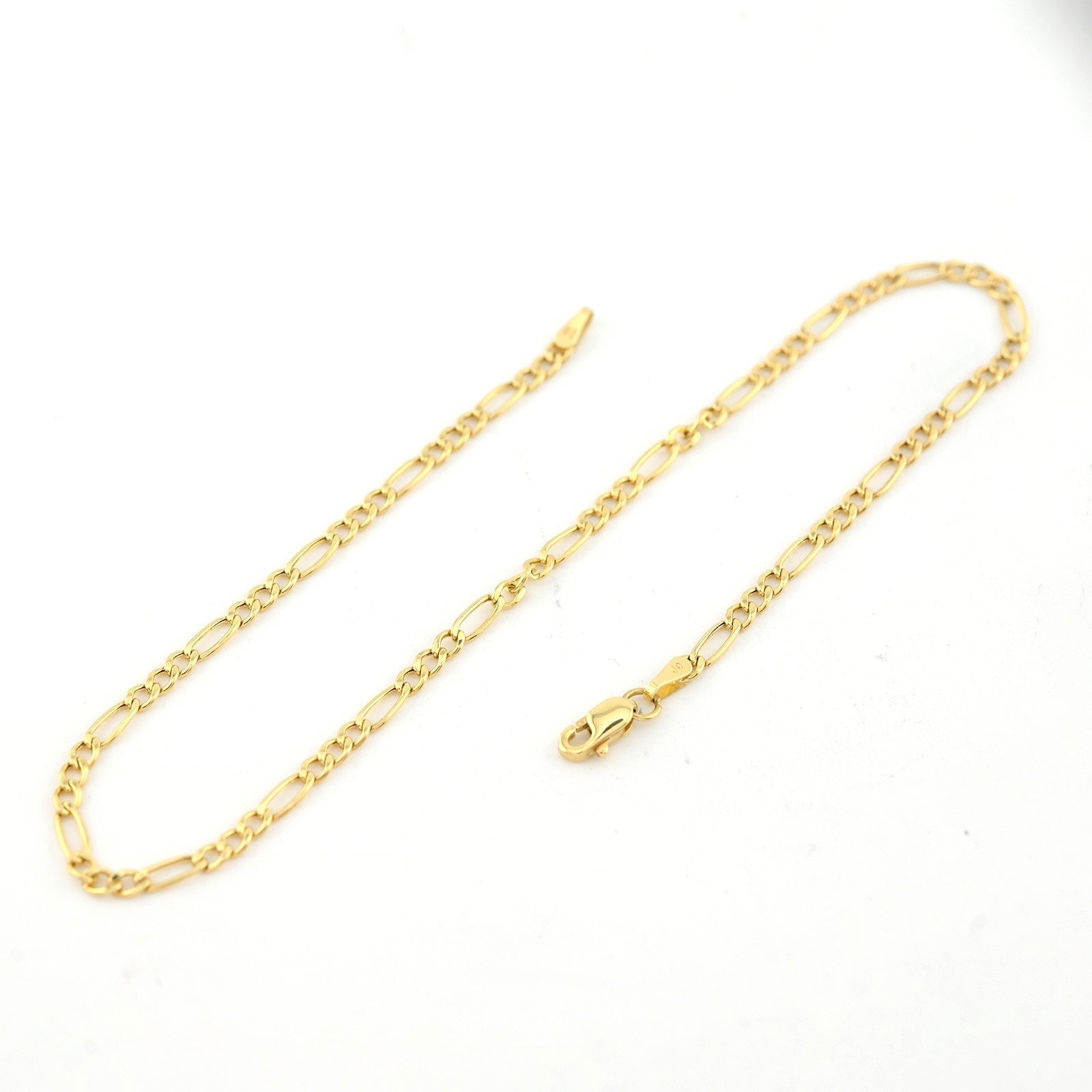 10kt Yellow Gold Figaro Link Bracelet 8'' Chain 2mm Women Men Necklace 1.2 g - Elite Jewelers - Bracelets