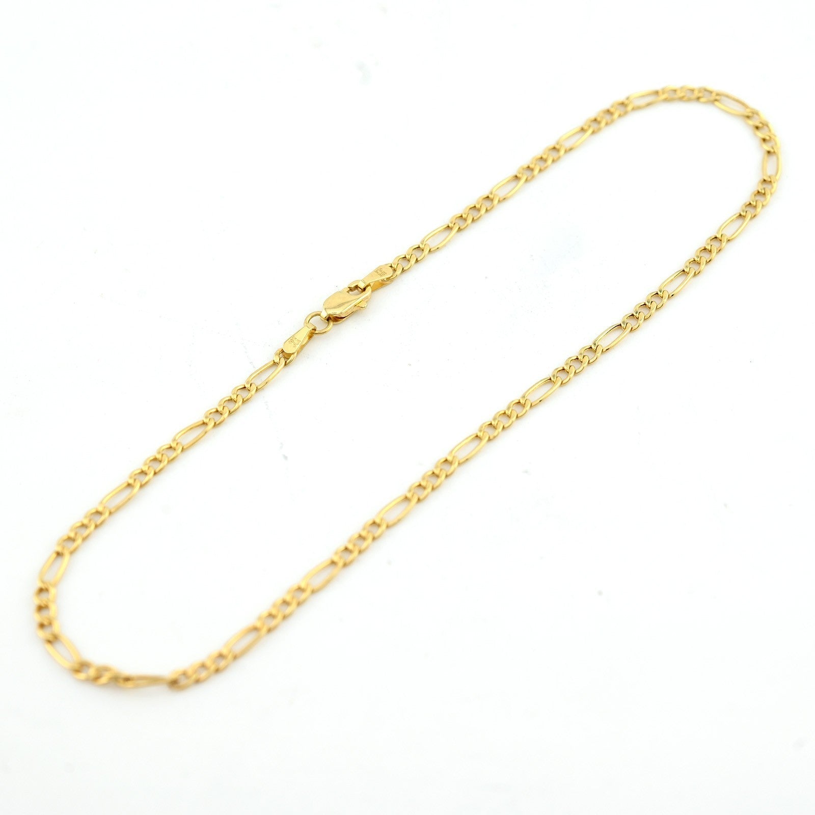 10kt Yellow Gold Figaro Link Bracelet 8'' Chain 2mm Women Men Necklace 1.2 g - Elite Jewelers - Bracelets