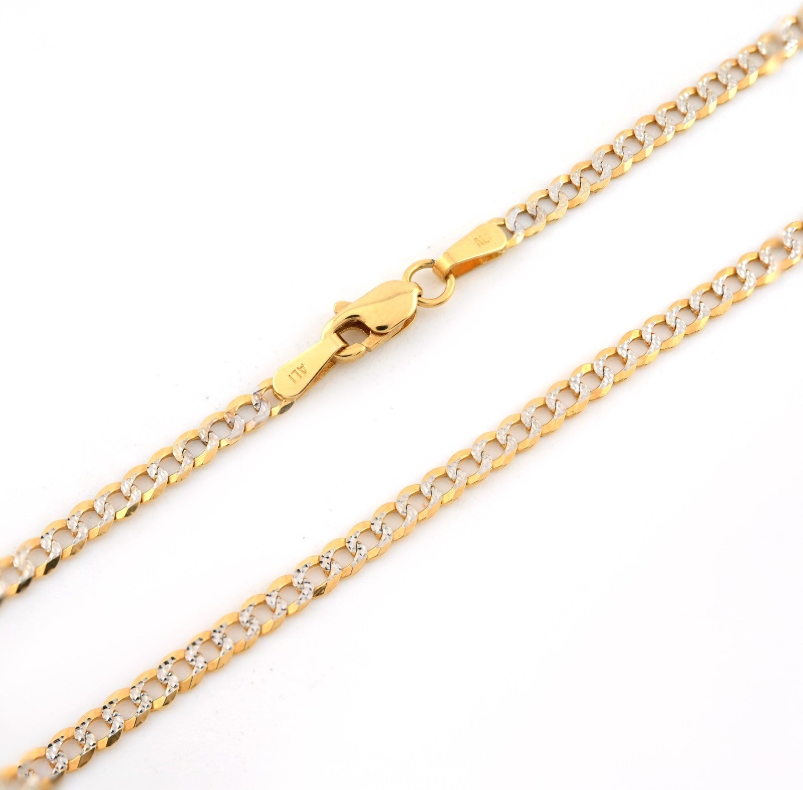 10kt Yellow Gold Two Tone Cuban Bracelet 8'' Chain 2.5mm Women Men Necklace 1.9g - Elite Jewelers - Bracelets