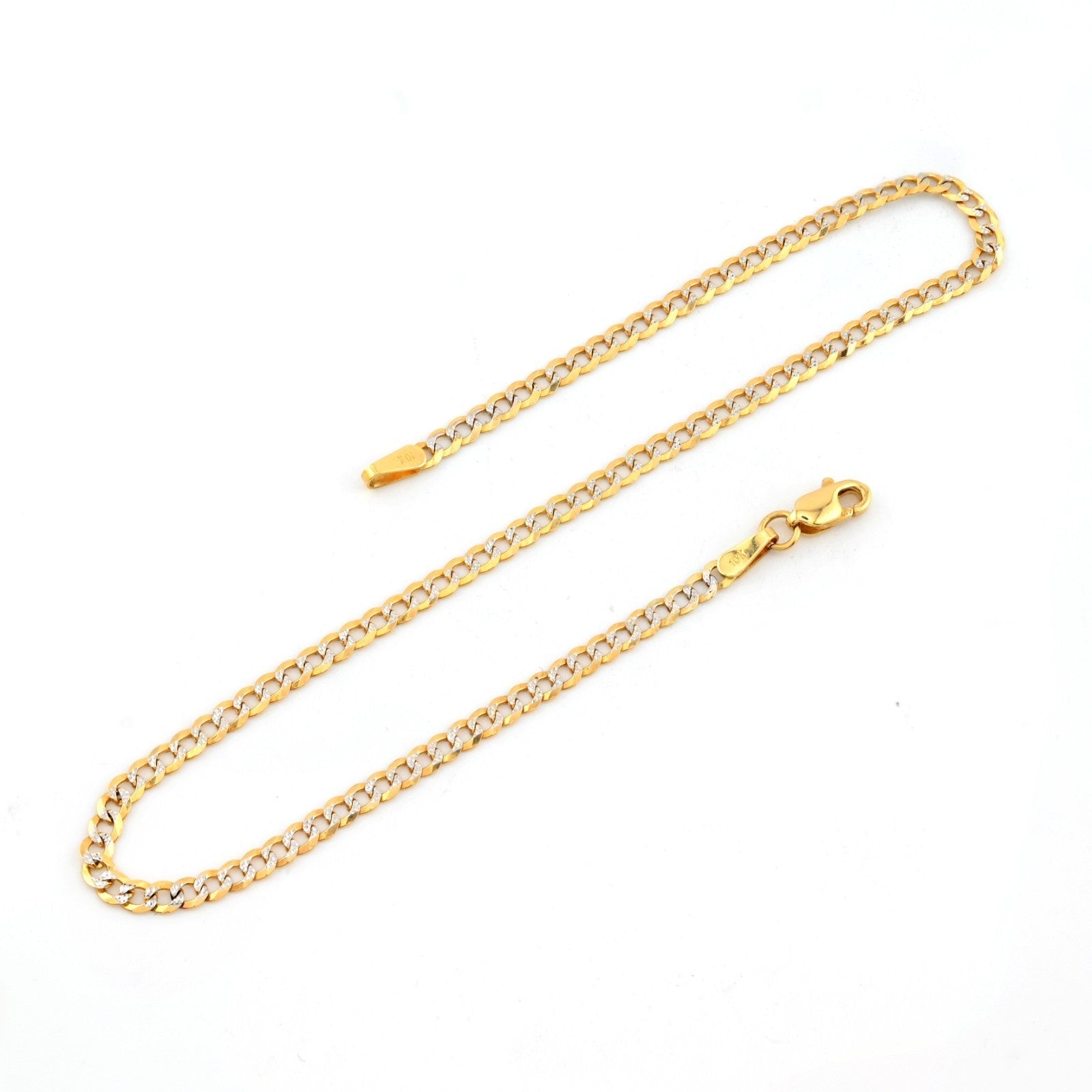 10kt Yellow Gold Two Tone Cuban Bracelet 8'' Chain 2.5mm Women Men Necklace 1.9g - Elite Jewelers - Bracelets