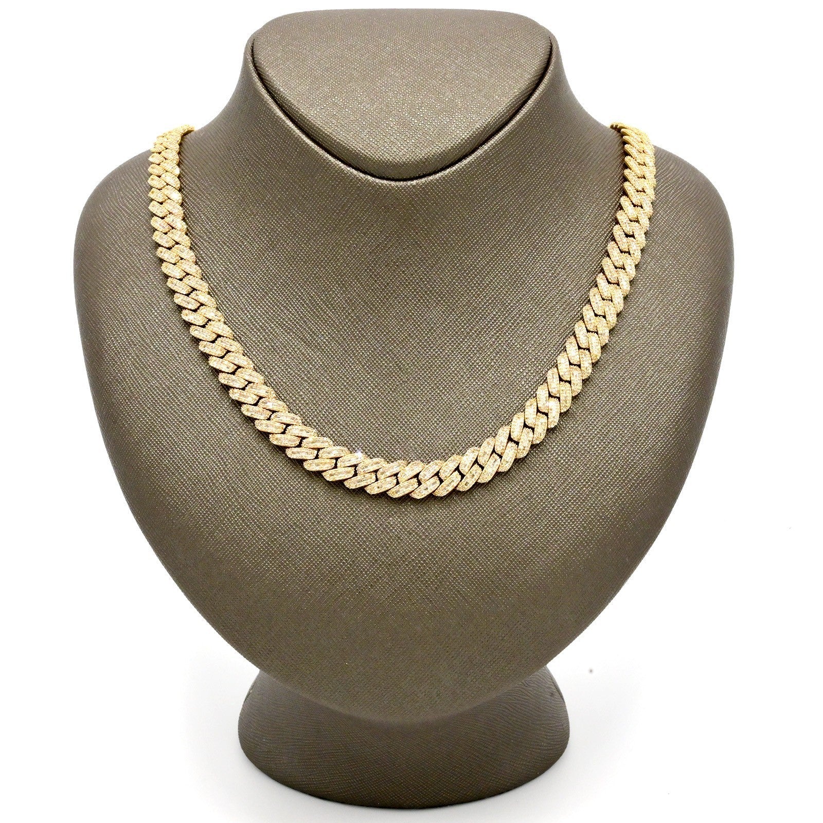 10MM 10k Yellow Gold 21In 19CTW Natural Baguette Diamond Cuban Link Chain 53.7g - Elite Jewelers - Necklaces & Chains