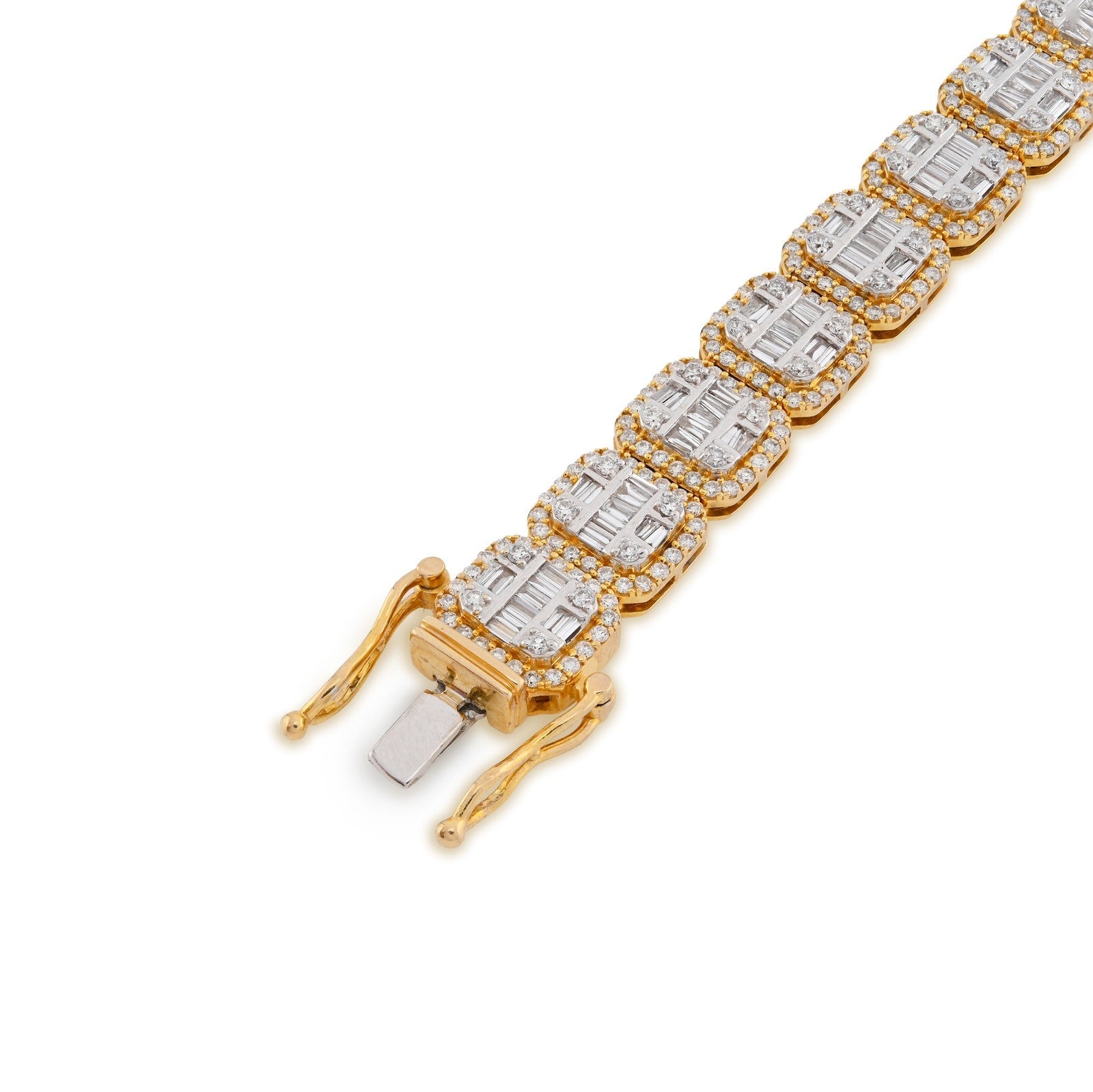 10MM 10k Yellow Gold 31.8gms 7.59CTW Pure Round/Baguette Diamond Tennis Bracelet - Elite Jewelers - Bracelets