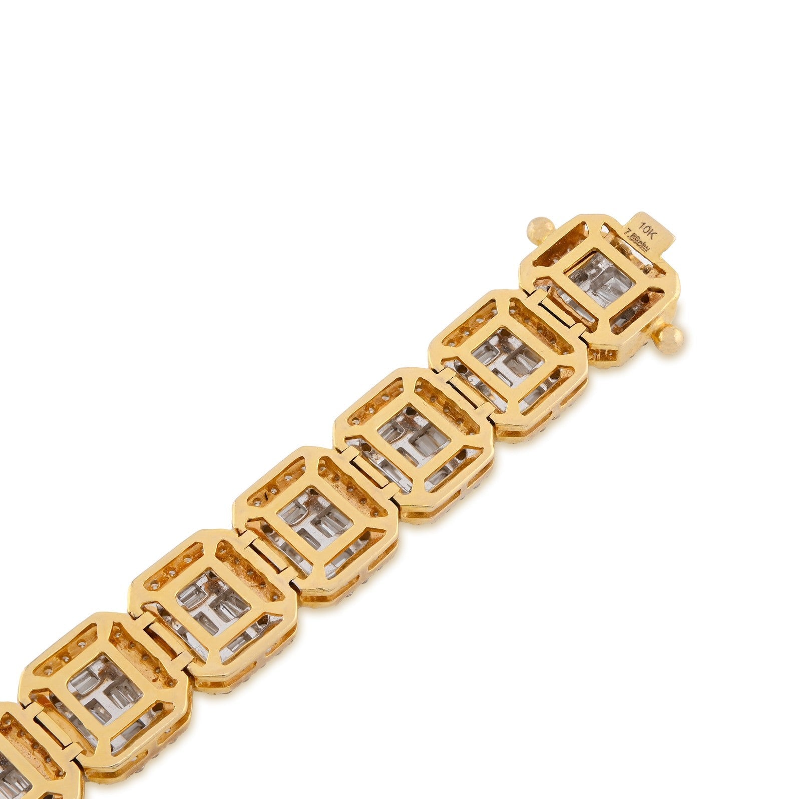 10MM 10k Yellow Gold 31.8gms 7.59CTW Pure Round/Baguette Diamond Tennis Bracelet - Elite Jewelers - Bracelets