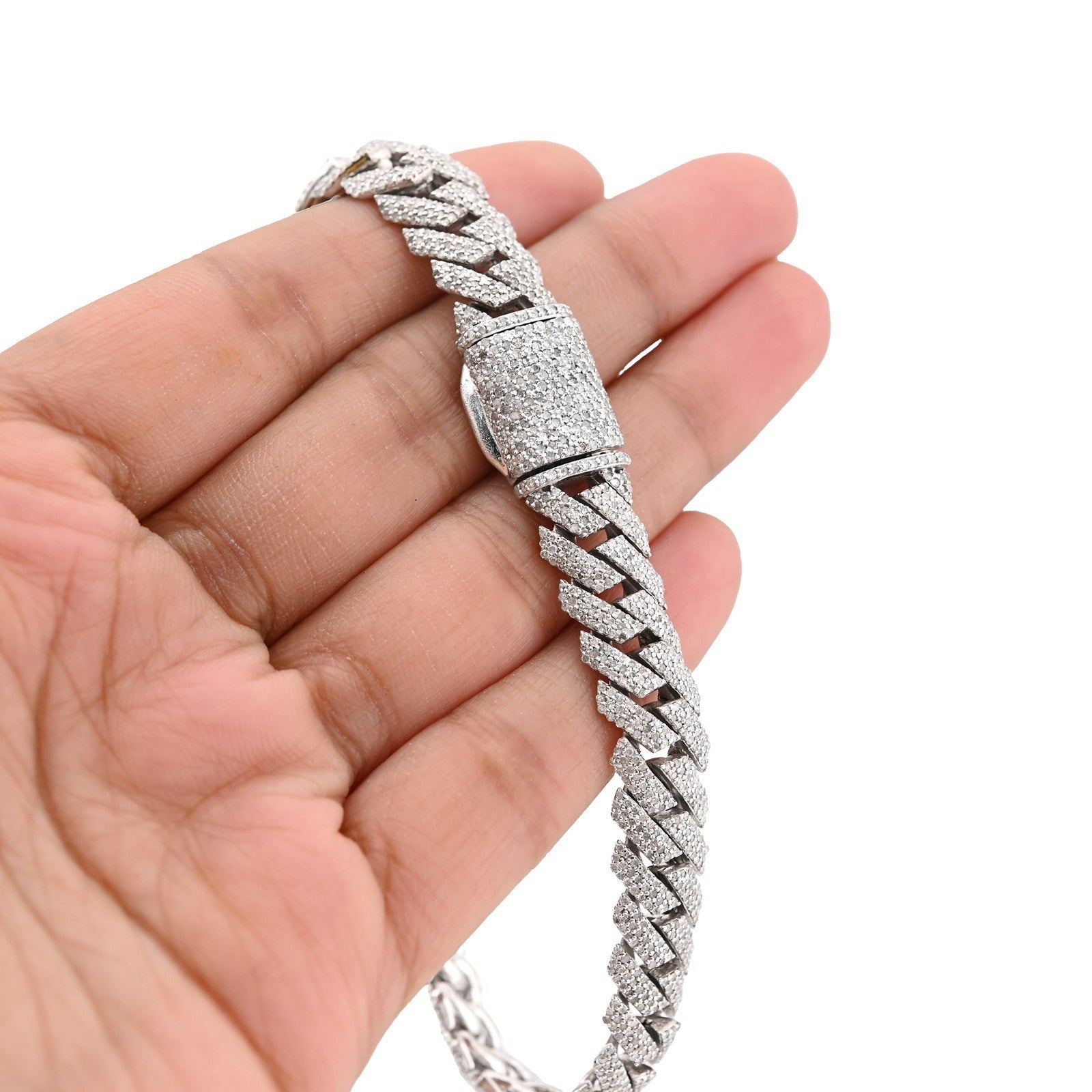 10MM 925 Sterling Silver 39.8gm 6.31CTW Natural Diamond Snake Cuban 8In Bracelet - Elite Jewelers - Bracelets