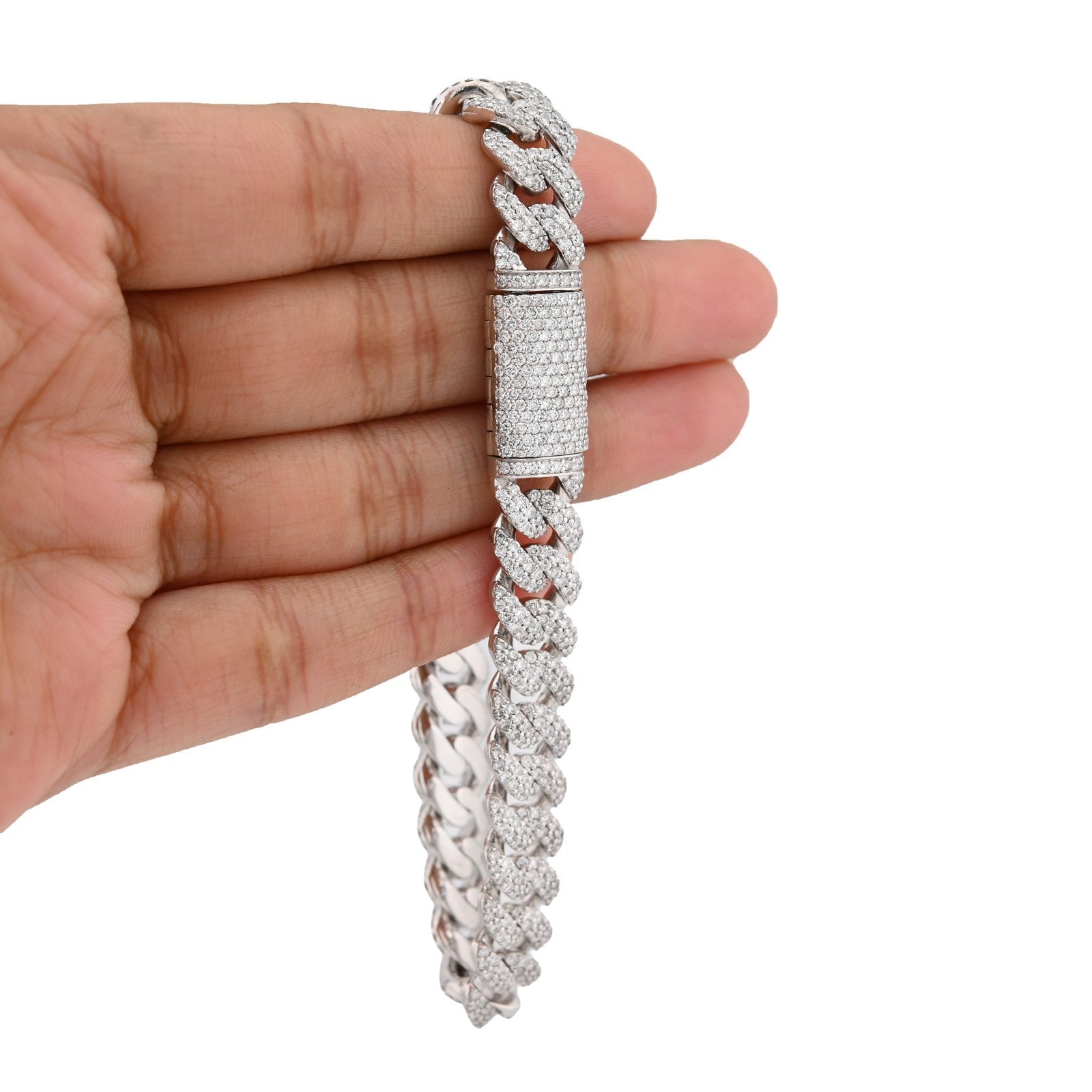 10MM 925 Sterling Silver 42.8gms 9.5CTW Lab Diamond Cuban Link Bracelet 8 Inches - Elite Jewelers - Bracelets