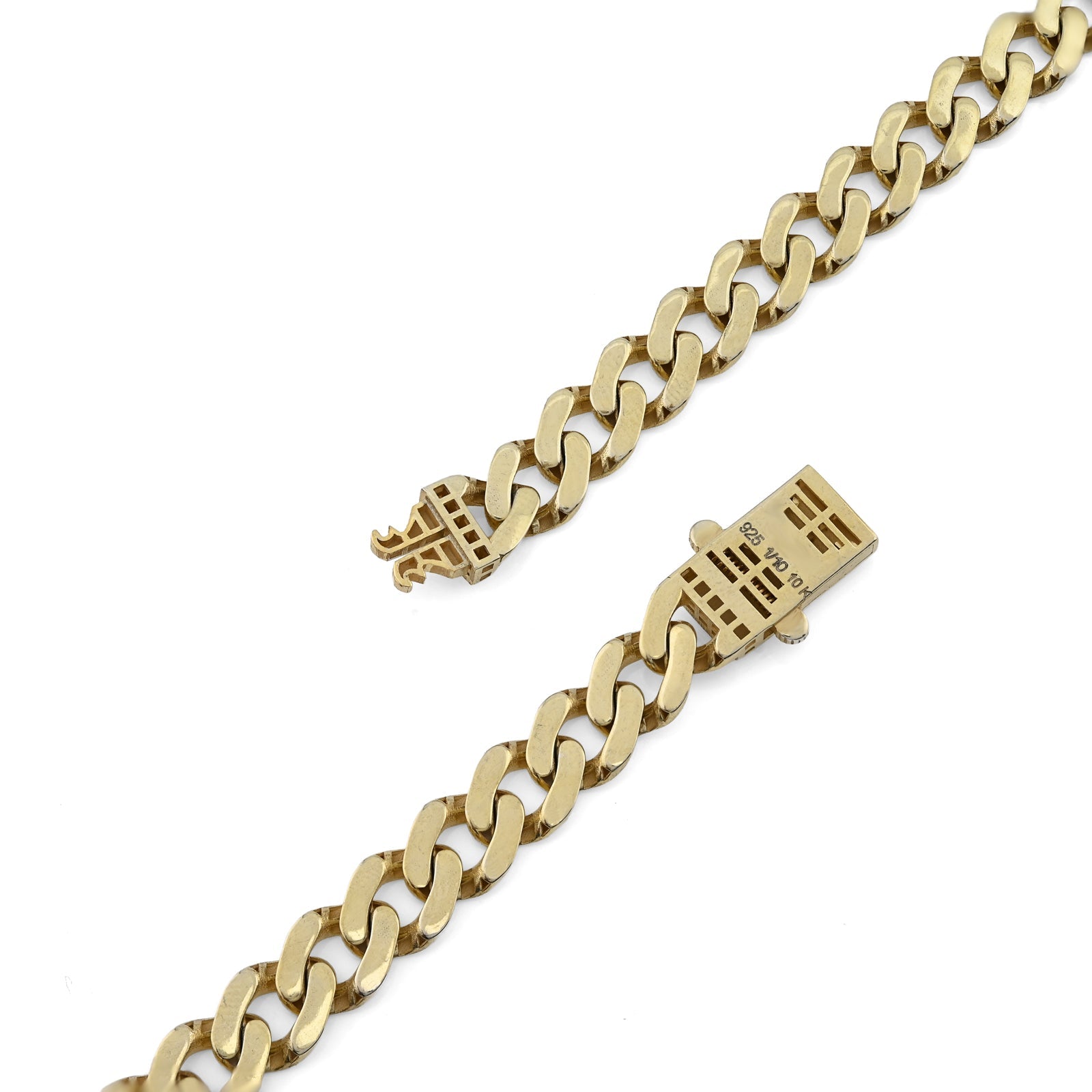 10MM Monaco Cuban Chain 24Inch Necklace 40.2g 1/10th 10k Yellow Gold Bonded 925 - Elite Jewelers - Necklaces & Chains