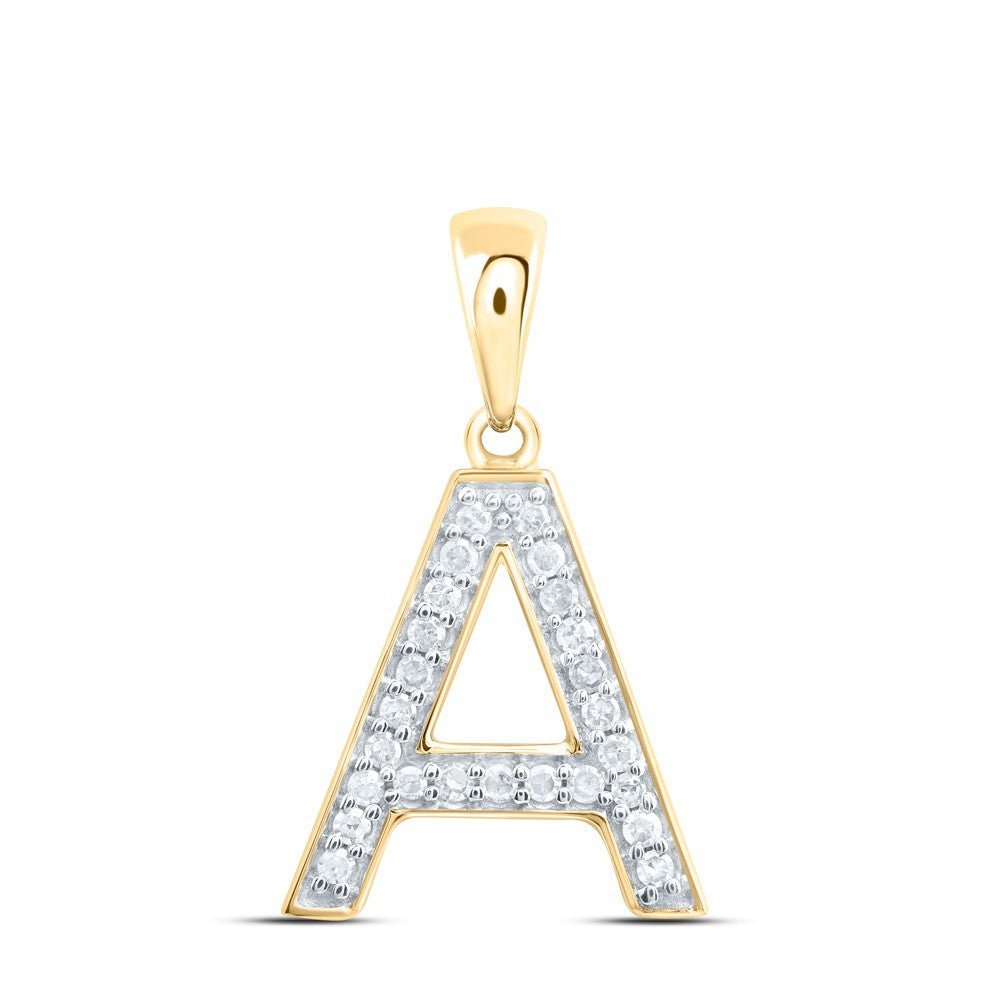 1/10CTW Natural Diamond 10k Yellow Gold Initial "A" Letter Charm 0.72g Pendant - Elite Jewelers - Charms & Pendants
