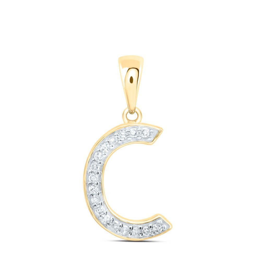 1/10CTW Natural Diamond 10k Yellow Gold Initial "C" Letter Charm 0.57g Pendant - Elite Jewelers - Charms & Pendants