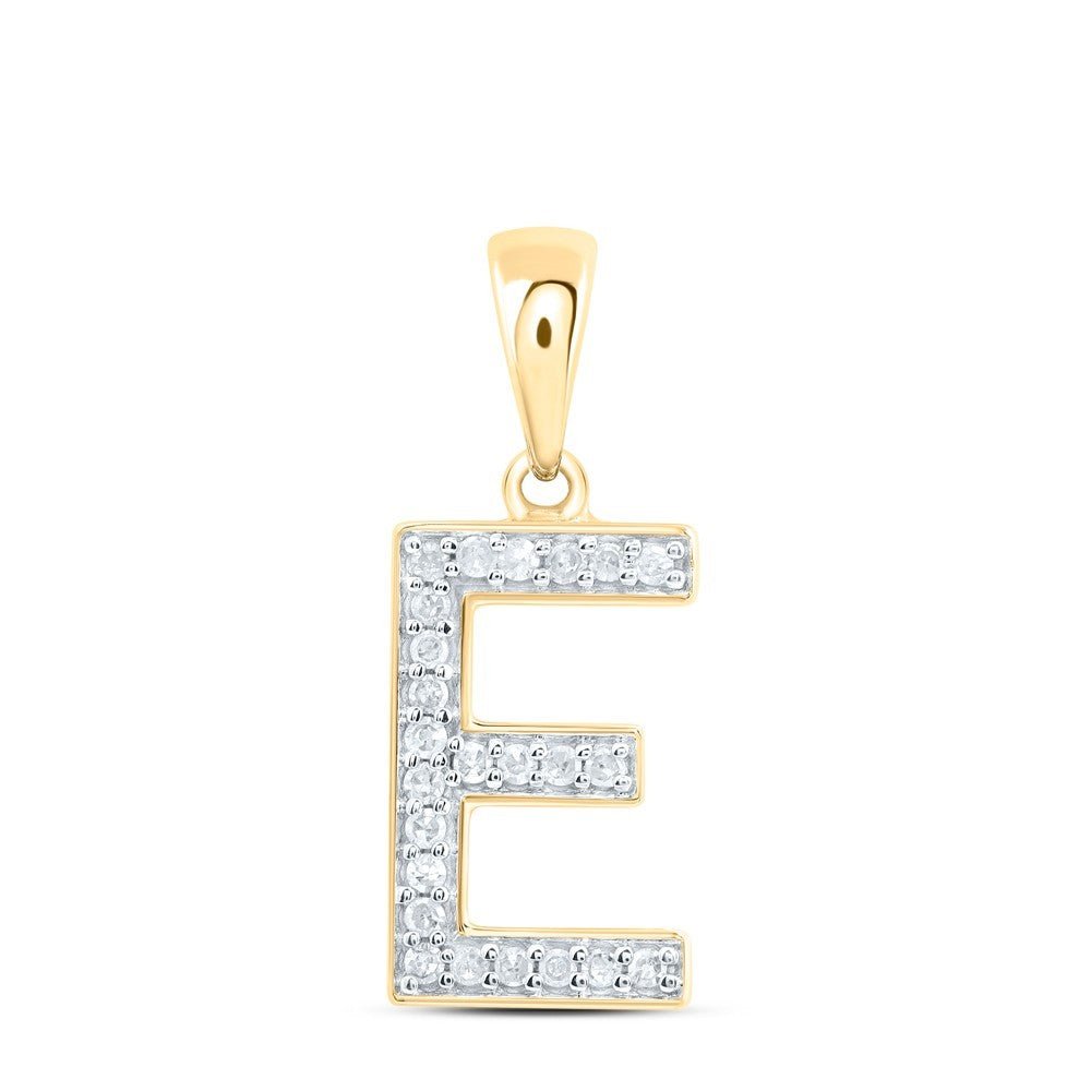 1/10CTW Natural Diamond 10k Yellow Gold Initial "E" Letter Charm 0.73g Pendant - Elite Jewelers - Charms & Pendants