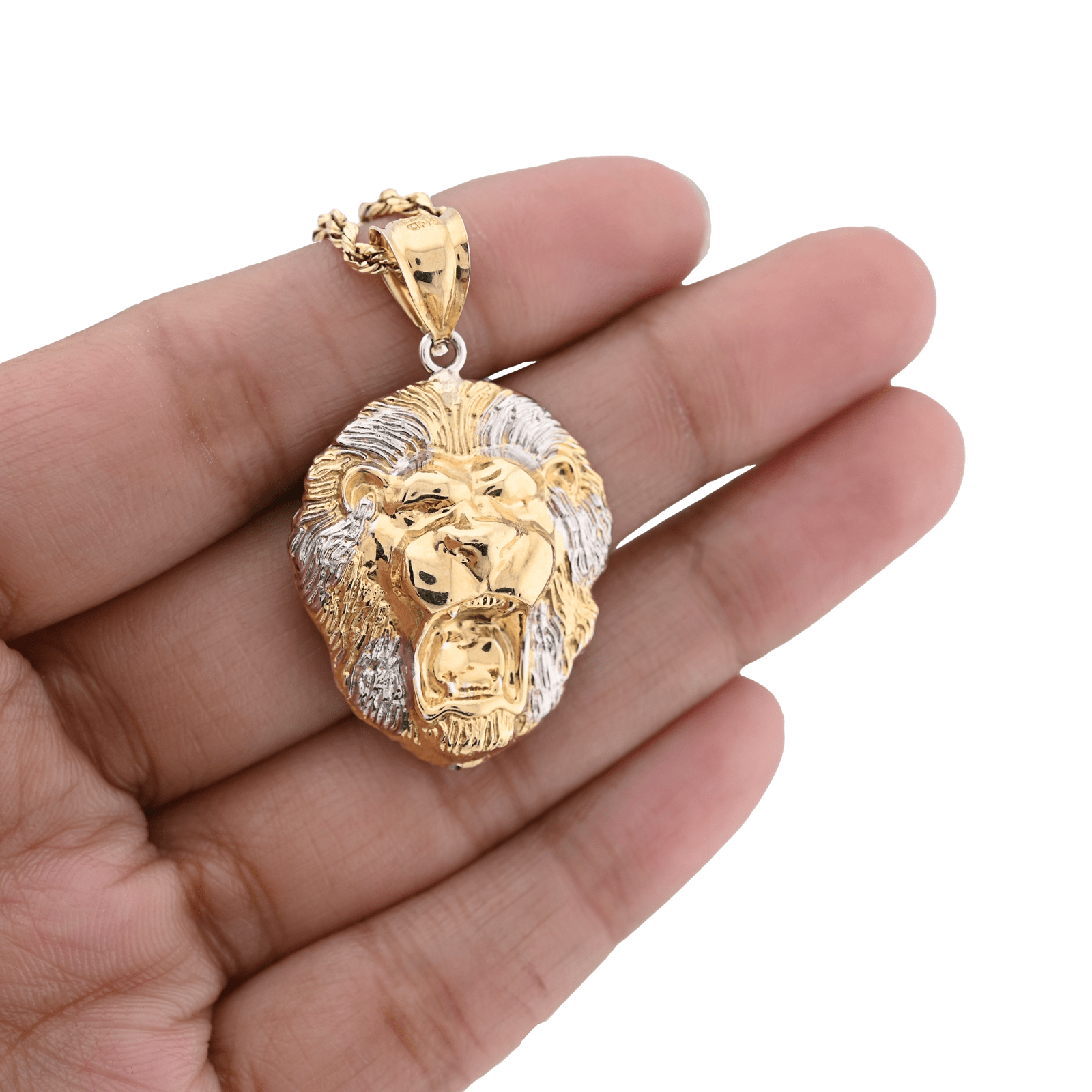 1/10th 10k Gold Bonded 925 Diamond Cut 3D Two Tone Lion Head Pendant 2.3g Charm - Elite Jewelers - Charms & Pendants