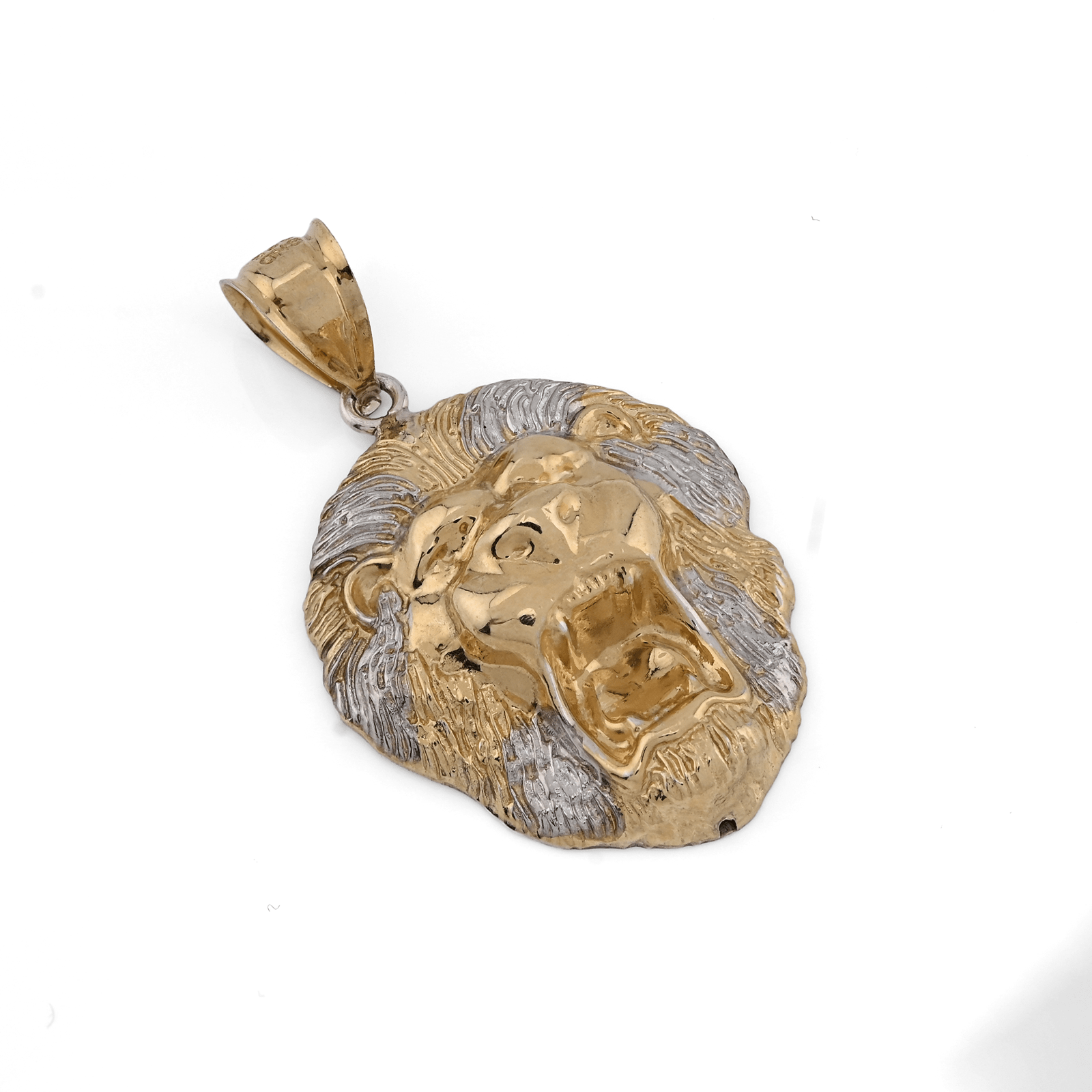 1/10th 10k Gold Bonded 925 Diamond Cut 3D Two Tone Lion Head Pendant 2.3g Charm - Elite Jewelers - Charms & Pendants