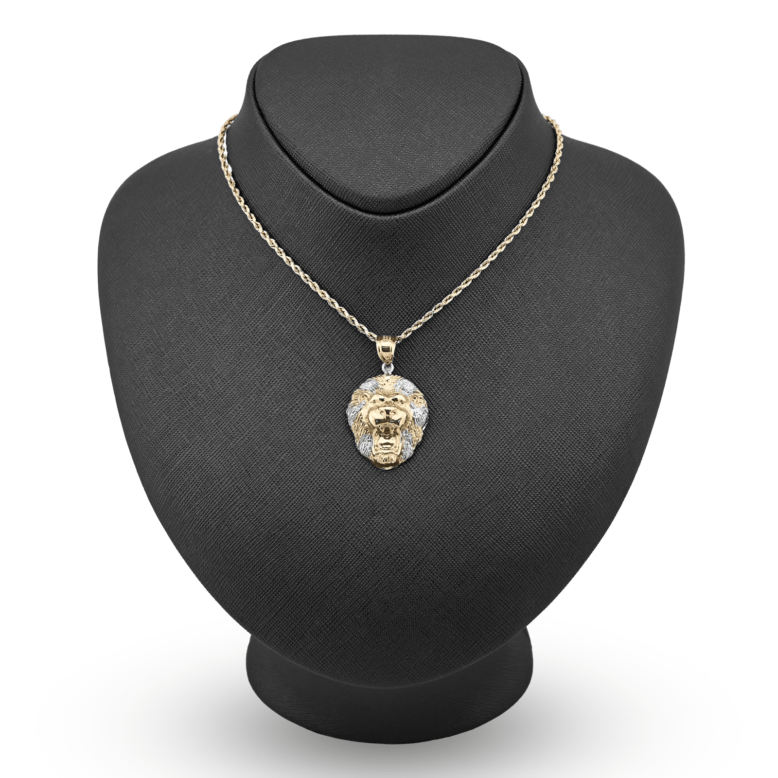 1/10th 10k Gold Bonded 925 Diamond Cut 3D Two Tone Lion Head Pendant 2.3g Charm - Elite Jewelers - Charms & Pendants