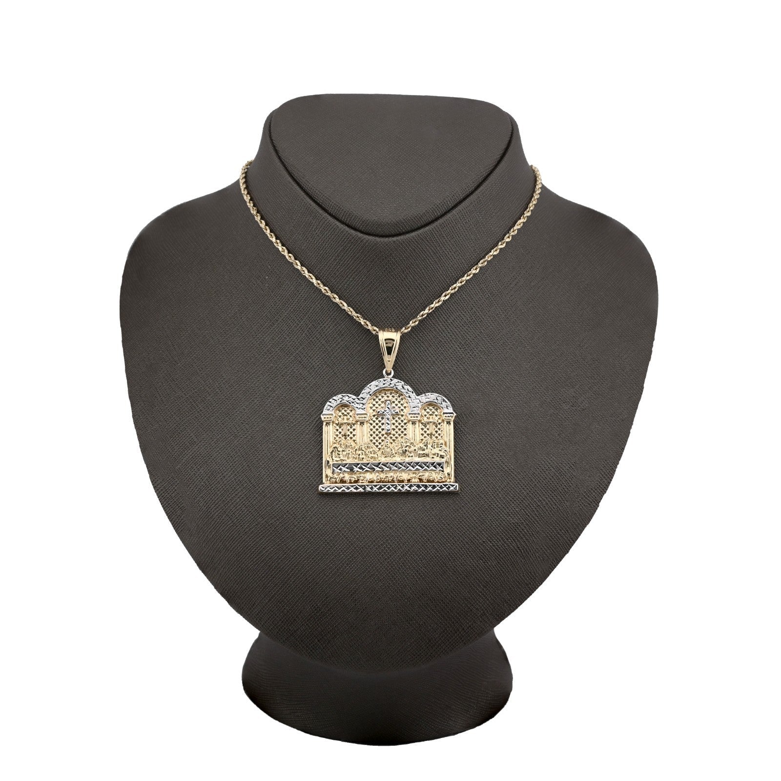1/10th 10k Gold Bonded 925 Diamond Cut Last Supper 2 Tone Pendant 8.2g Men Charm - Elite Jewelers - Charms & Pendants