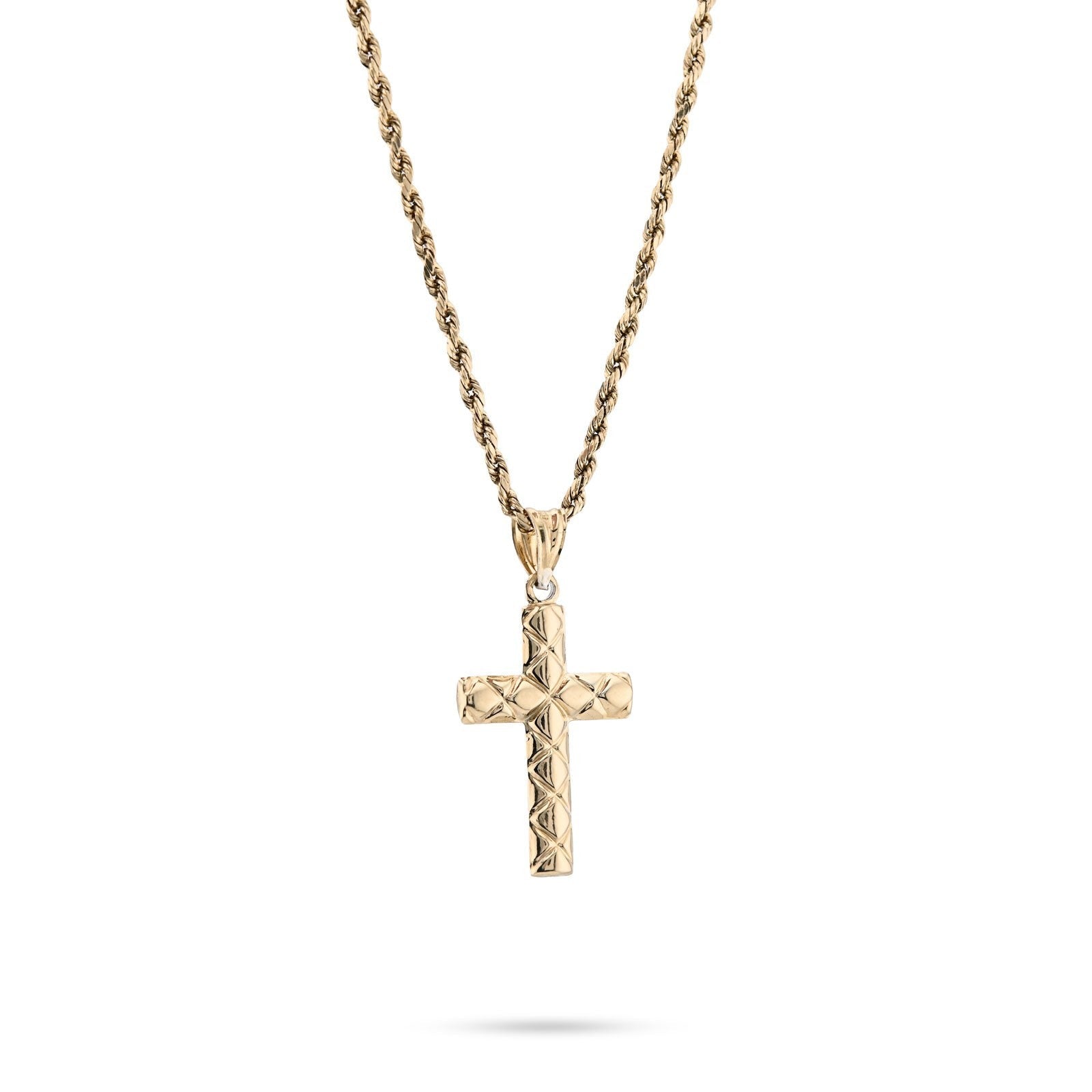 1/10th 10k Gold Bonded 925 Diamond Cut Tube Cross Pendant Two Tone 1.1g Charm - Elite Jewelers - Charms & Pendants