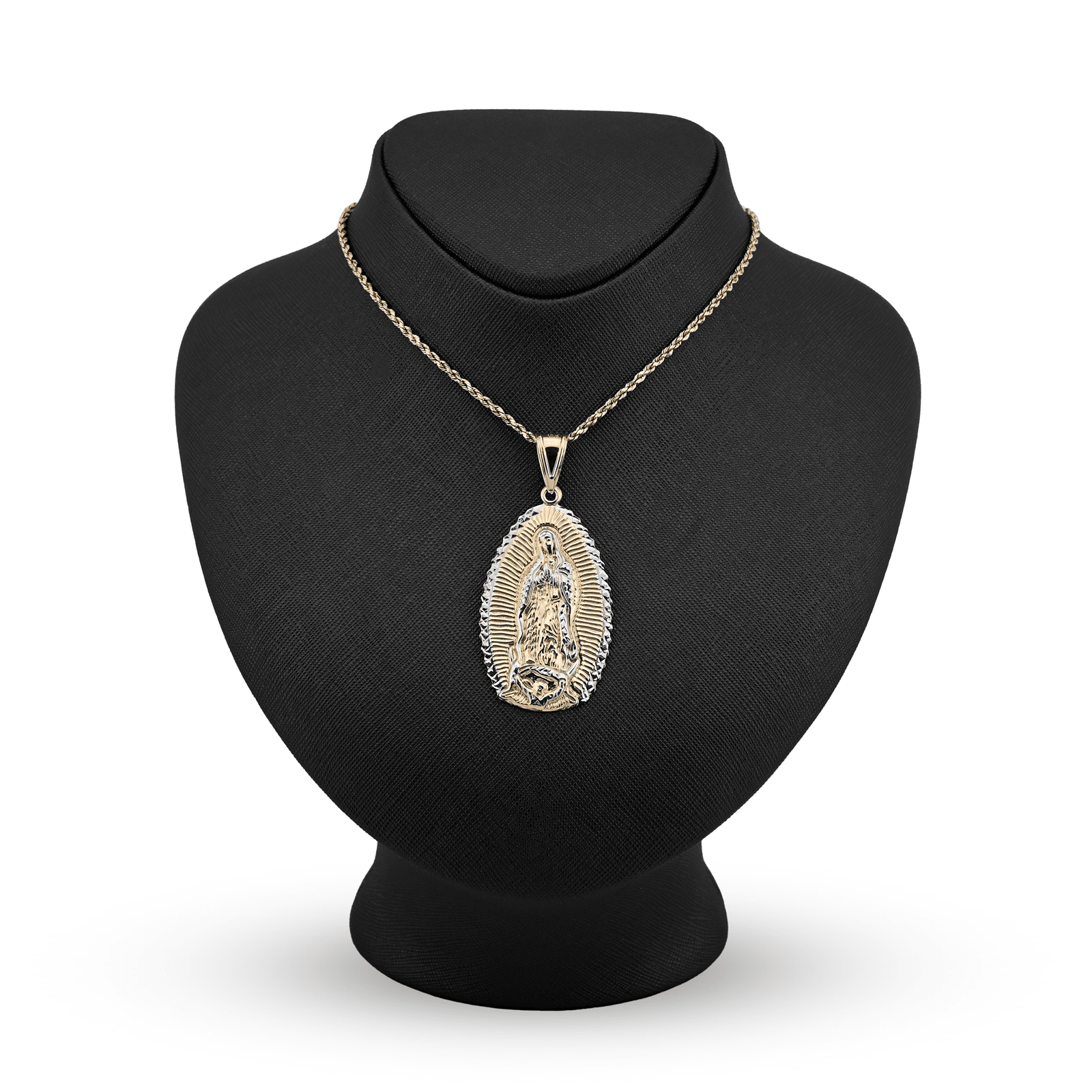 1/10th 10k Gold Bonded 925 Lady Guadalupe Virgin Mary Pendant 6.5gm 2 - Tone Charm - Elite Jewelers - Charms & Pendants