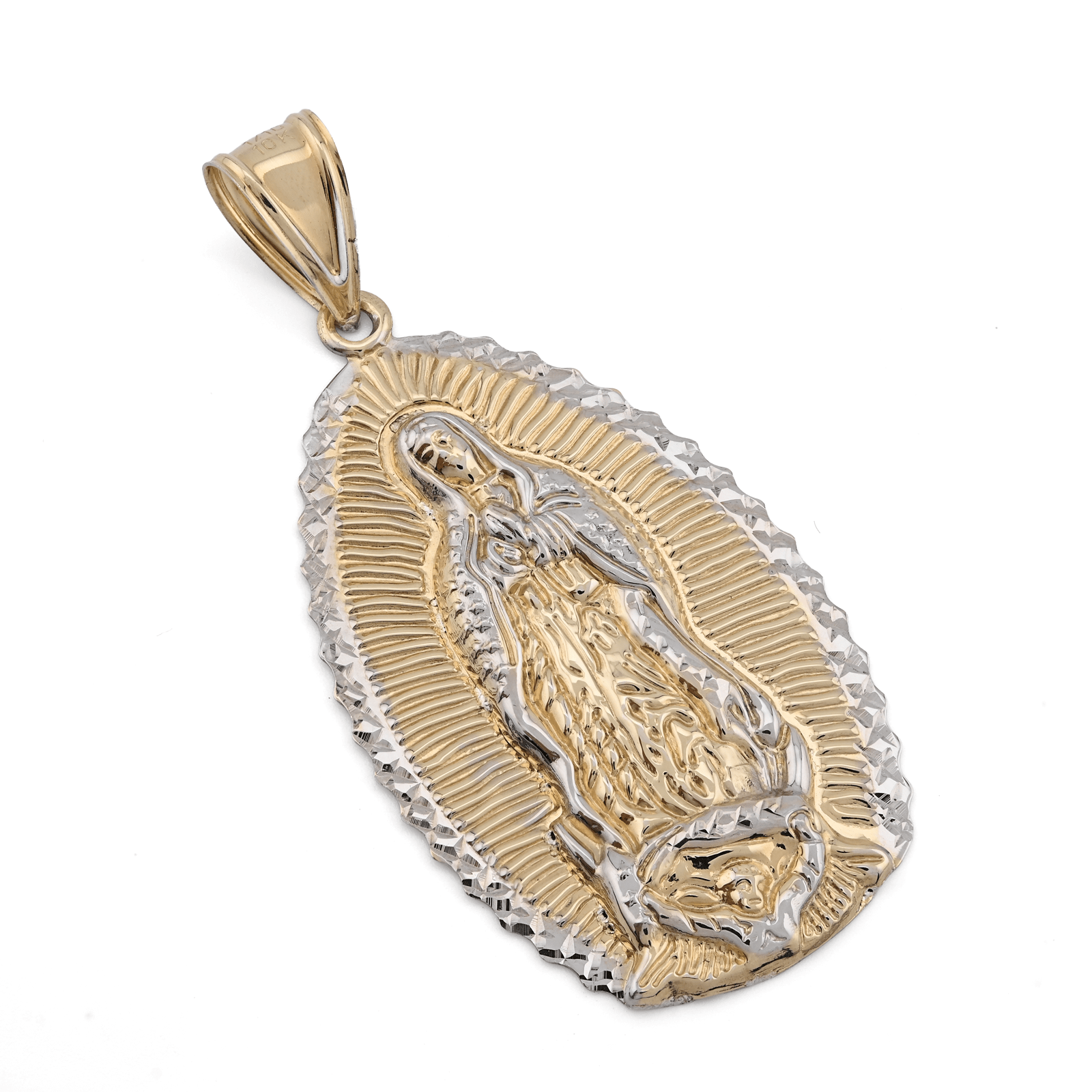 1/10th 10k Gold Bonded 925 Lady Guadalupe Virgin Mary Pendant 6.5gm 2 - Tone Charm - Elite Jewelers - Charms & Pendants
