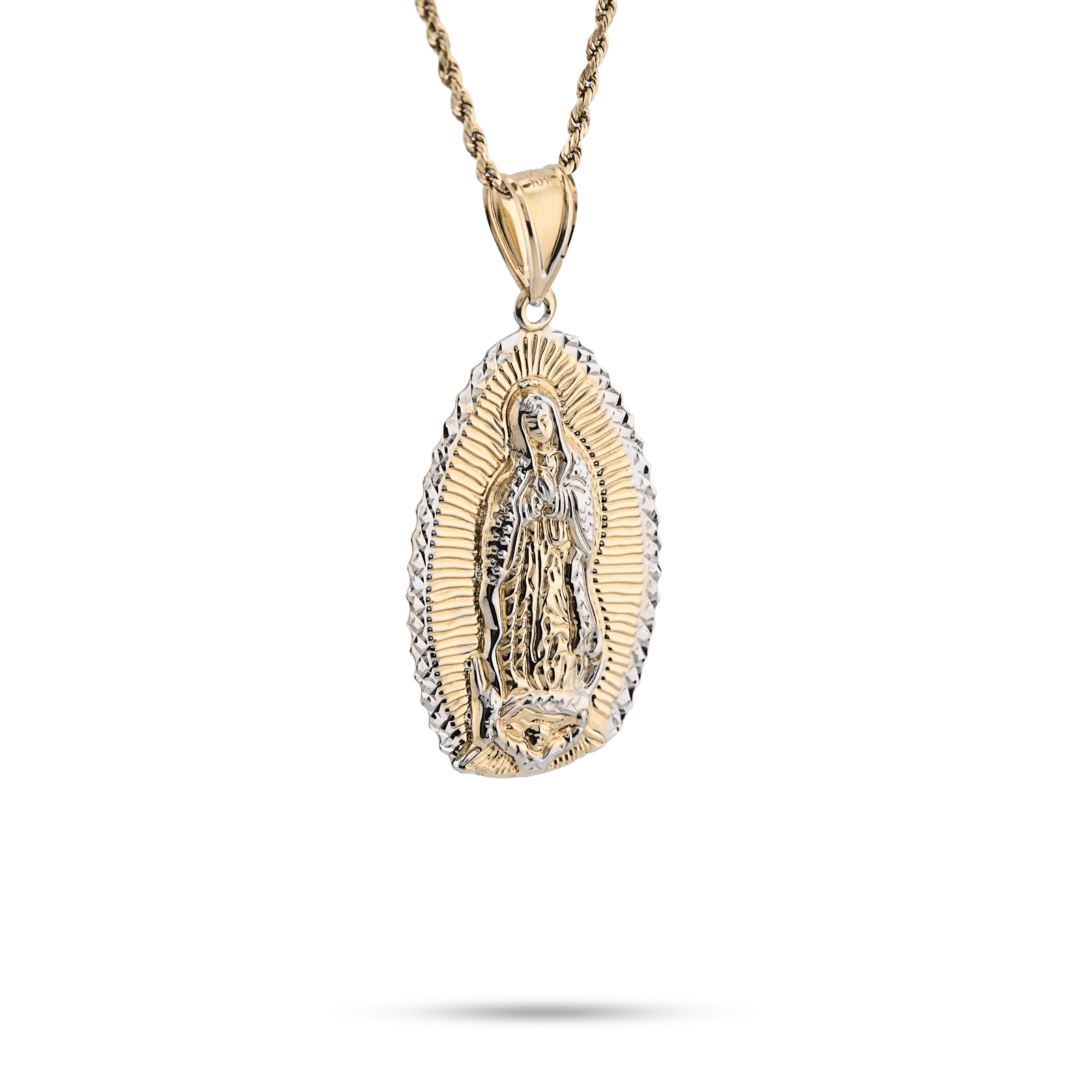 1/10th 10k Gold Bonded 925 Lady Guadalupe Virgin Mary Pendant 6.5gm 2 - Tone Charm - Elite Jewelers - Charms & Pendants