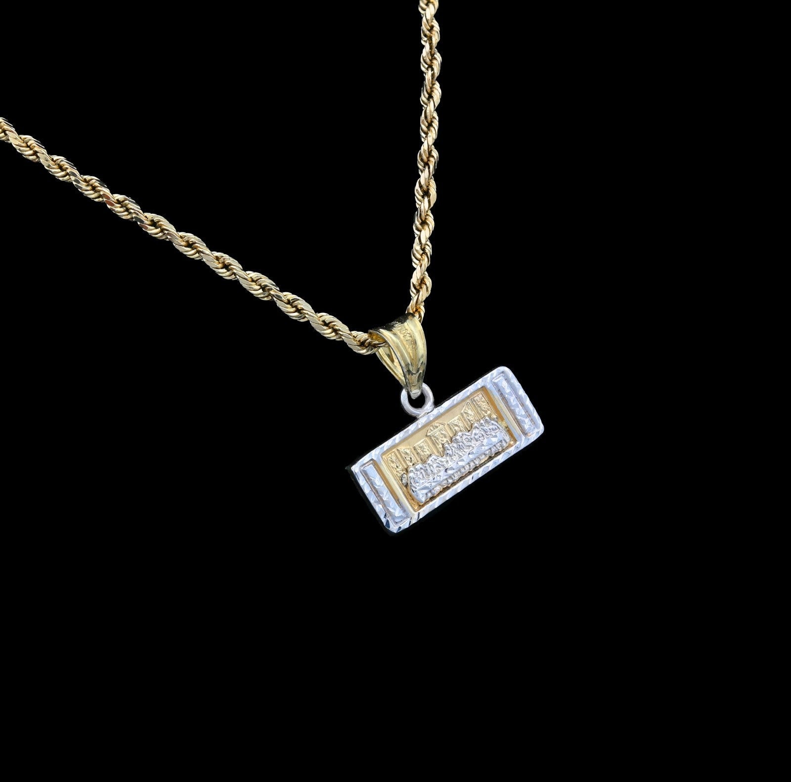 1/10th 10k Gold Bonded 925 Last Supper Pendant Two Tone Diamond Cut 1.2gms Charm - Elite Jewelers - Charms & Pendants