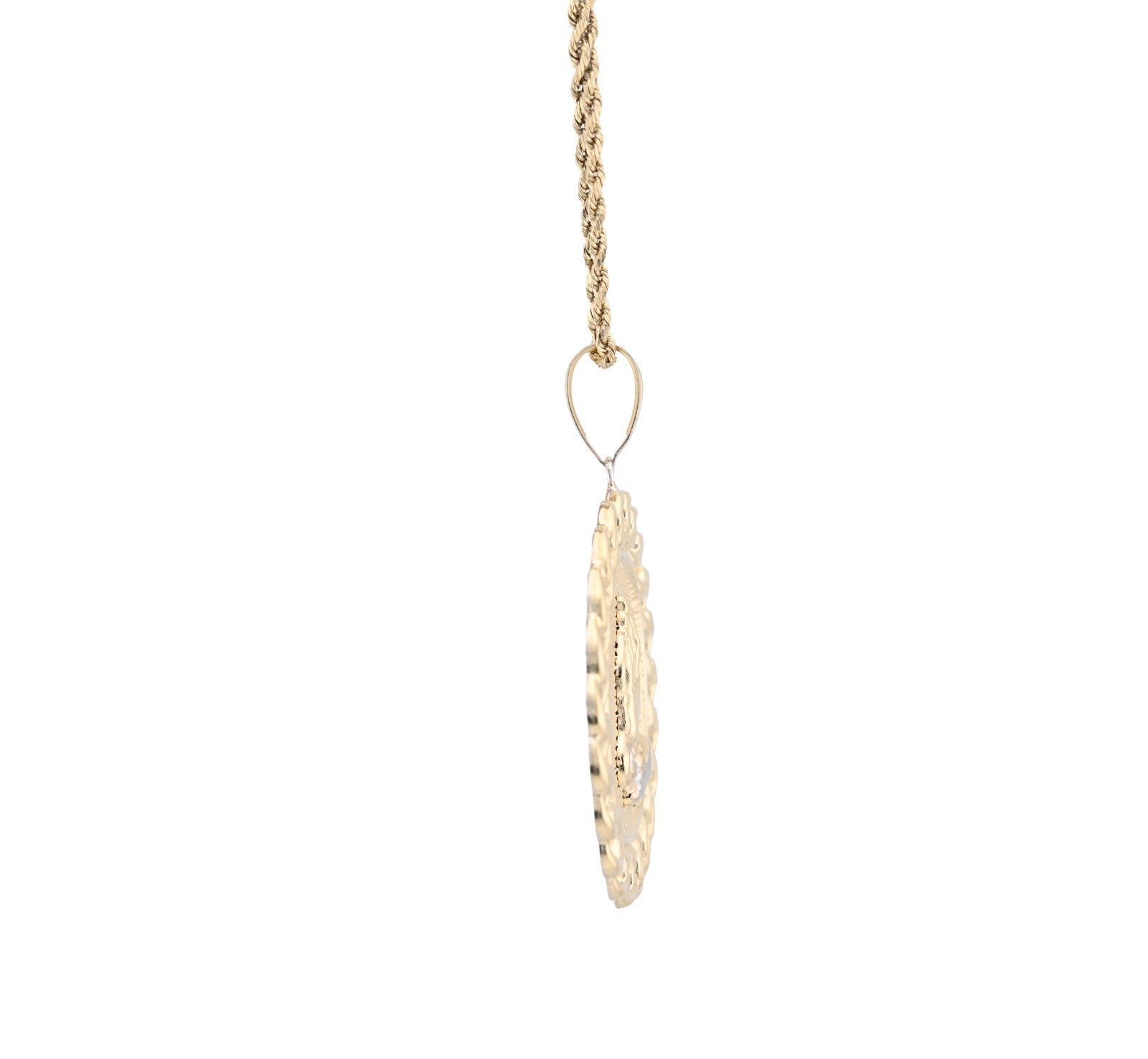 1/10th 10k Gold Bonded 925 Praying Hand Cuban Link Pendant Two Tone 9.6gms Charm - Elite Jewelers - Charms & Pendants