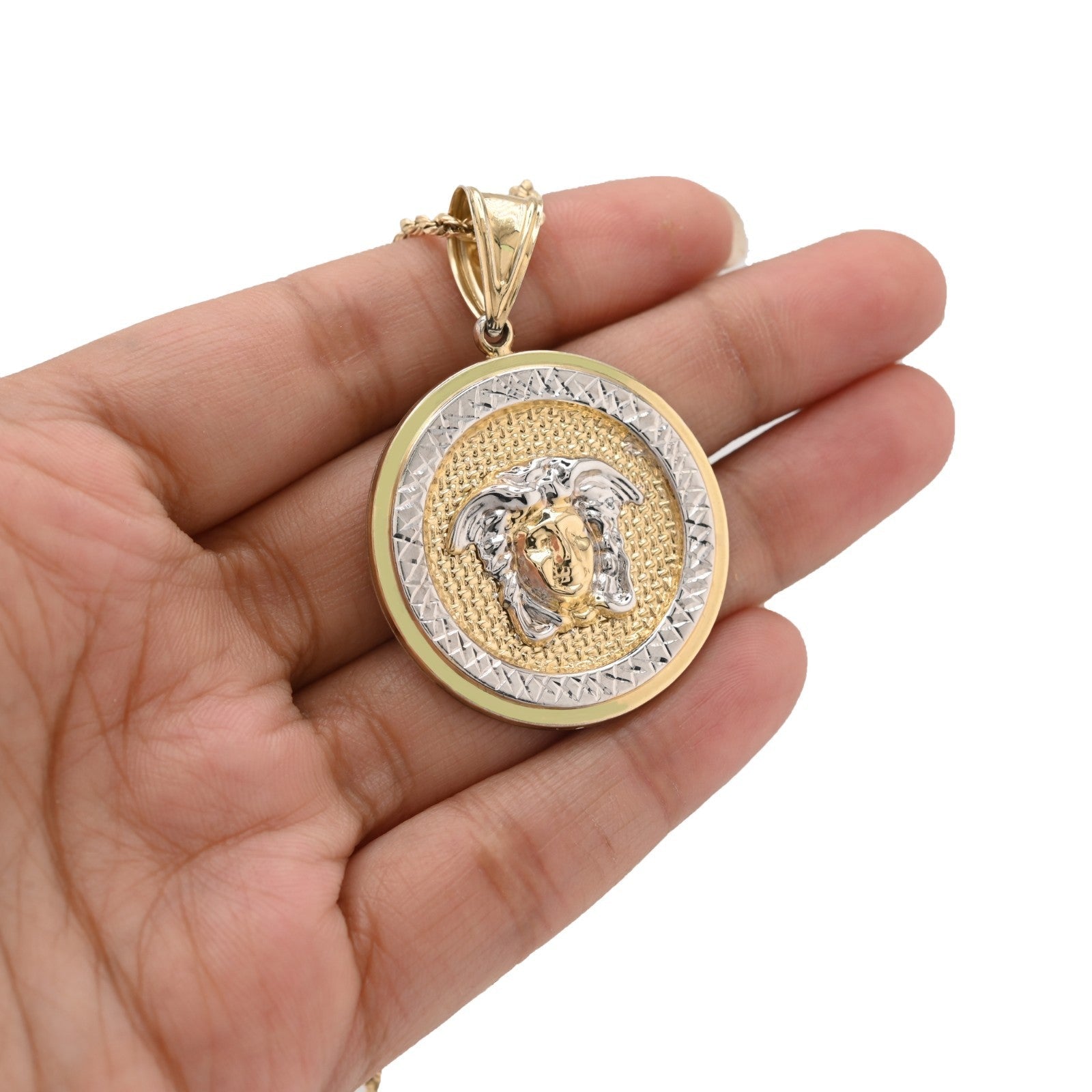1/10th 10k Gold Bonded 925 Silver Medosa 5.4gms Round Charm Mens Womens Pendant - Elite Jewelers - Charms & Pendants