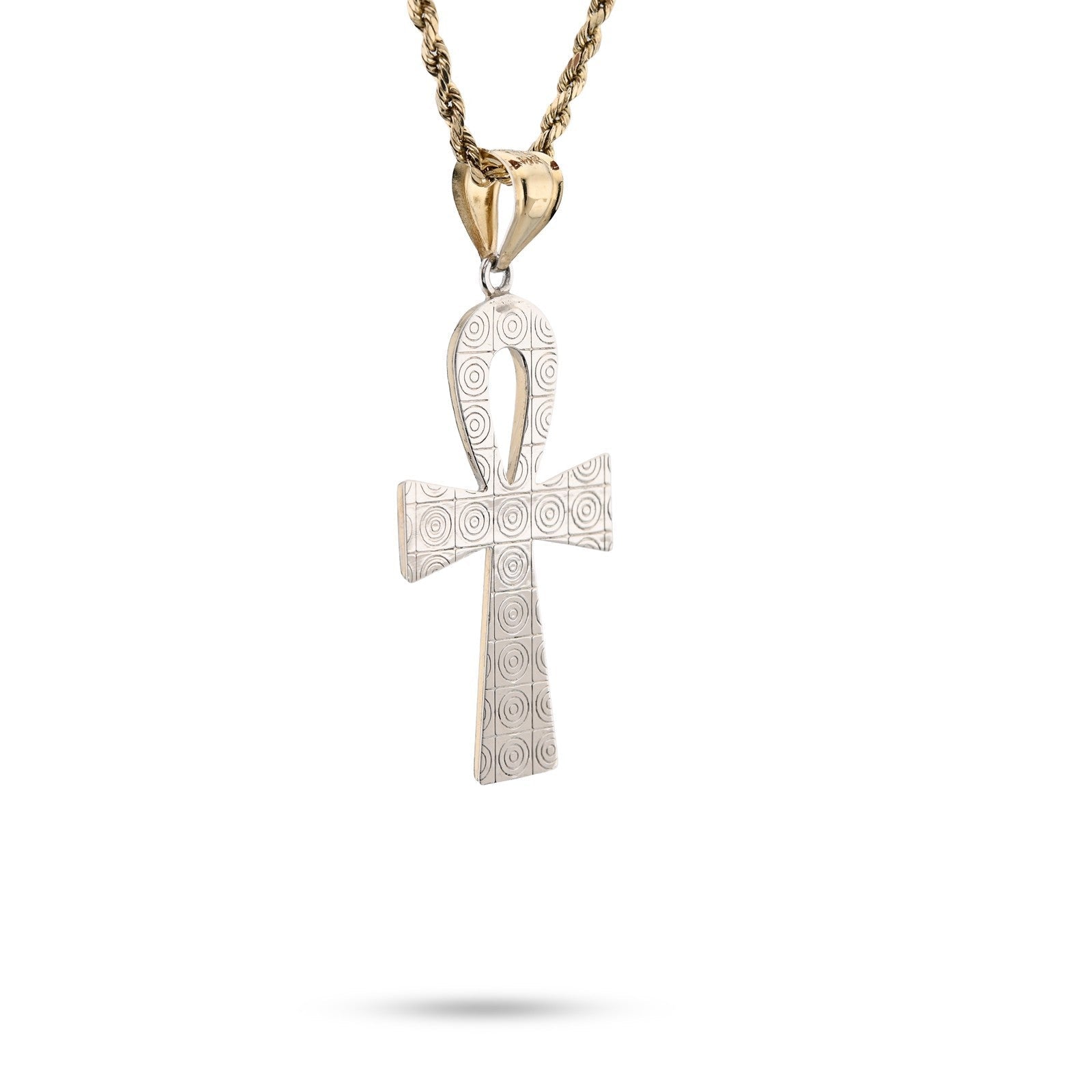 1/10th 10k Gold Bonded 925 Two Tone Ankh Cross Penant Religious 2g Mens Charm - Elite Jewelers - Charms & Pendants