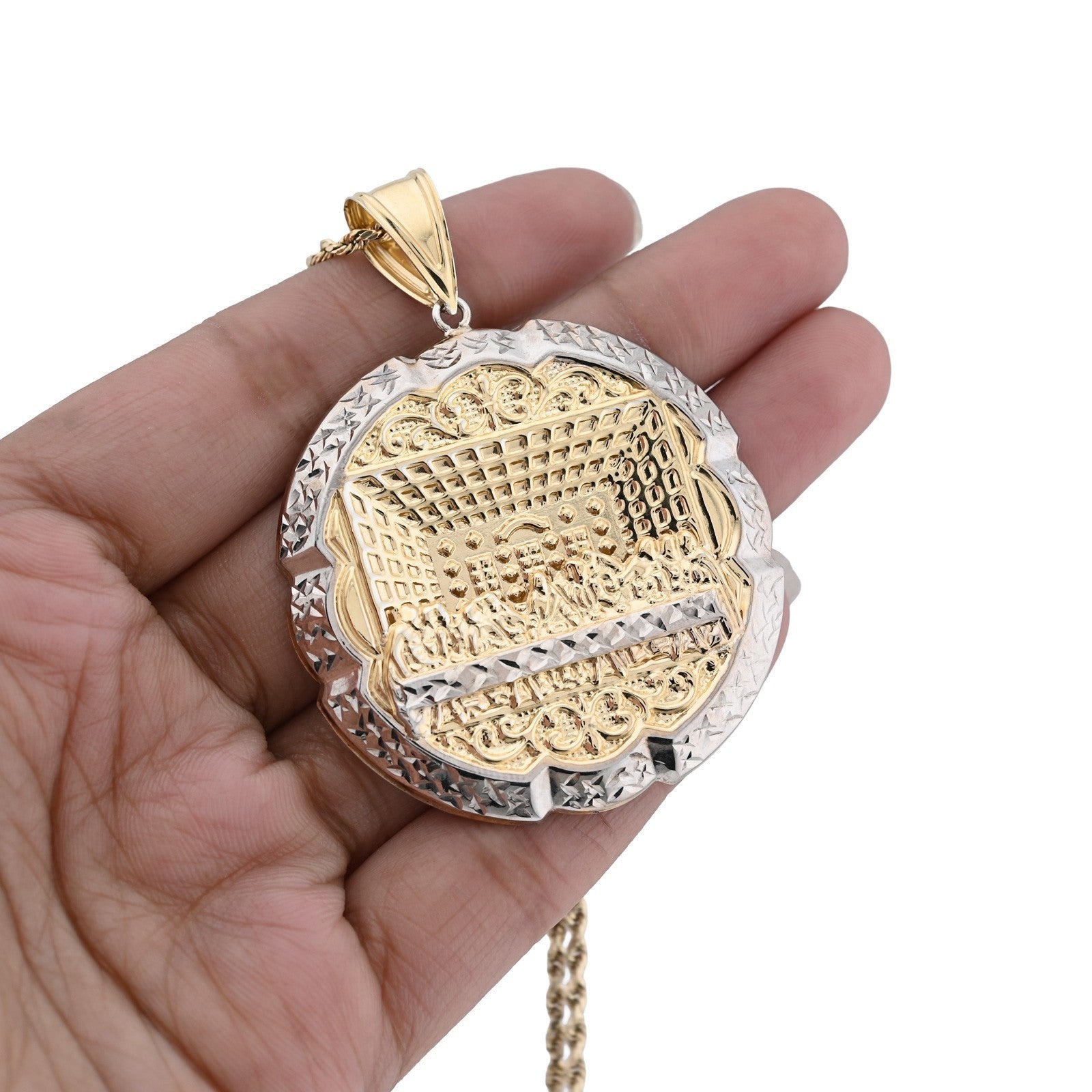 1/10th 10k Gold Bonded 925 Two Tone Apostles Last Supper Pendant Big 9.6g Charm - Elite Jewelers - Charms & Pendants