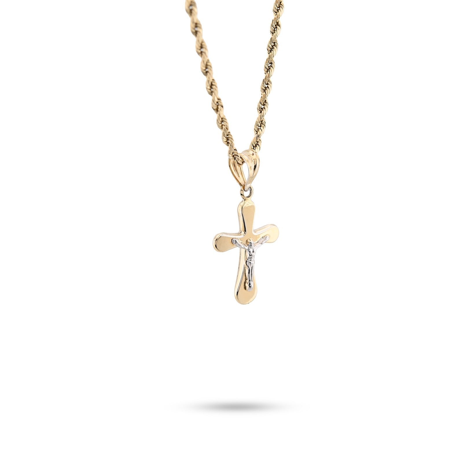 1/10th 10k Gold Bonded 925 Two Tone Cross Crucifix Pendant 0.9gms Unisex Charm - Elite Jewelers - Charms & Pendants