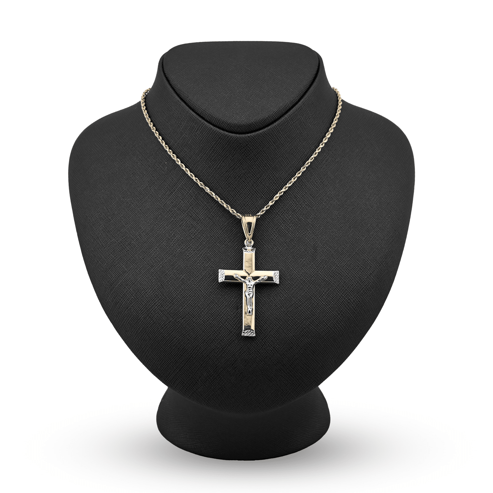 1/10th 10k Gold Bonded 925 Two Tone Cross Crucifix Pendant 3.3gm Religious Charm - Elite Jewelers - Charms & Pendants