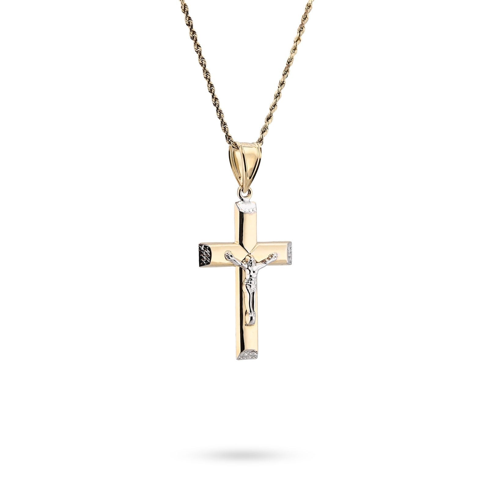 1/10th 10k Gold Bonded 925 Two Tone Cross Crucifix Pendnat Religious 3.3gm Charm - Elite Jewelers - Charms & Pendants