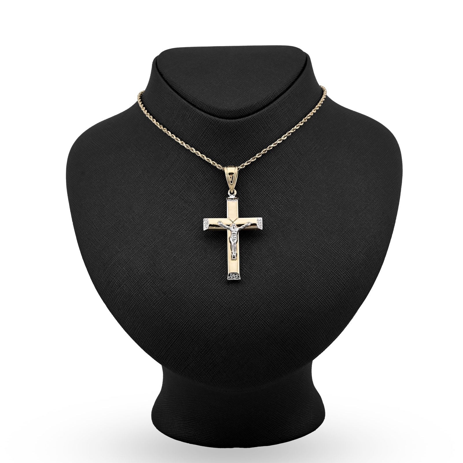 1/10th 10k Gold Bonded 925 Two Tone Cross Crucifix Pendnat Religious 3.3gm Charm - Elite Jewelers - Charms & Pendants