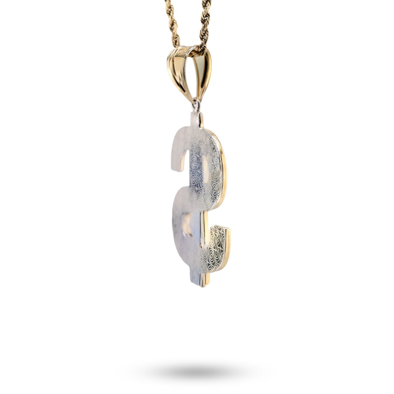 1/10th 10k Gold Bonded 925 Two Tone "$" Dollar Symbol Pendant 3.8g Charm For Men - Elite Jewelers - Charms & Pendants