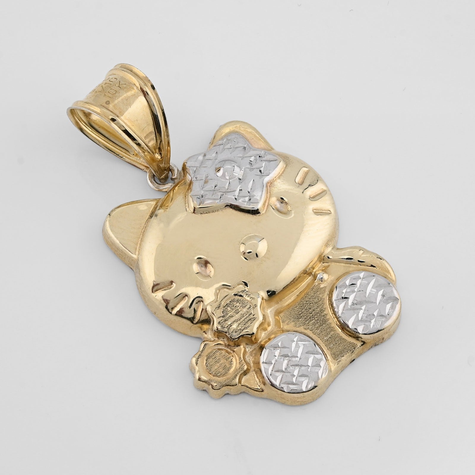 1/10th 10k Gold Bonded 925 Two Tone Hello Kitty Pendant 4gms Womens Cute Charm - Elite Jewelers - Charms & Pendants