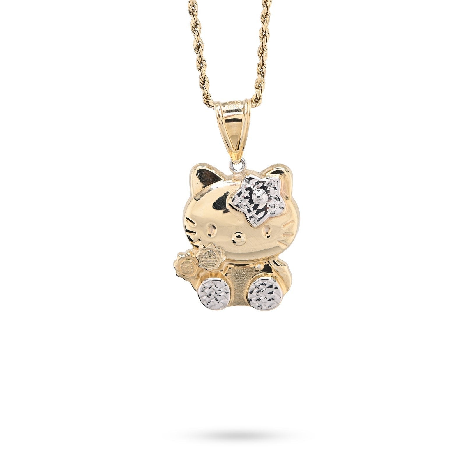 1/10th 10k Gold Bonded 925 Two Tone Hello Kitty Pendant 4gms Womens Cute Charm - Elite Jewelers - Charms & Pendants