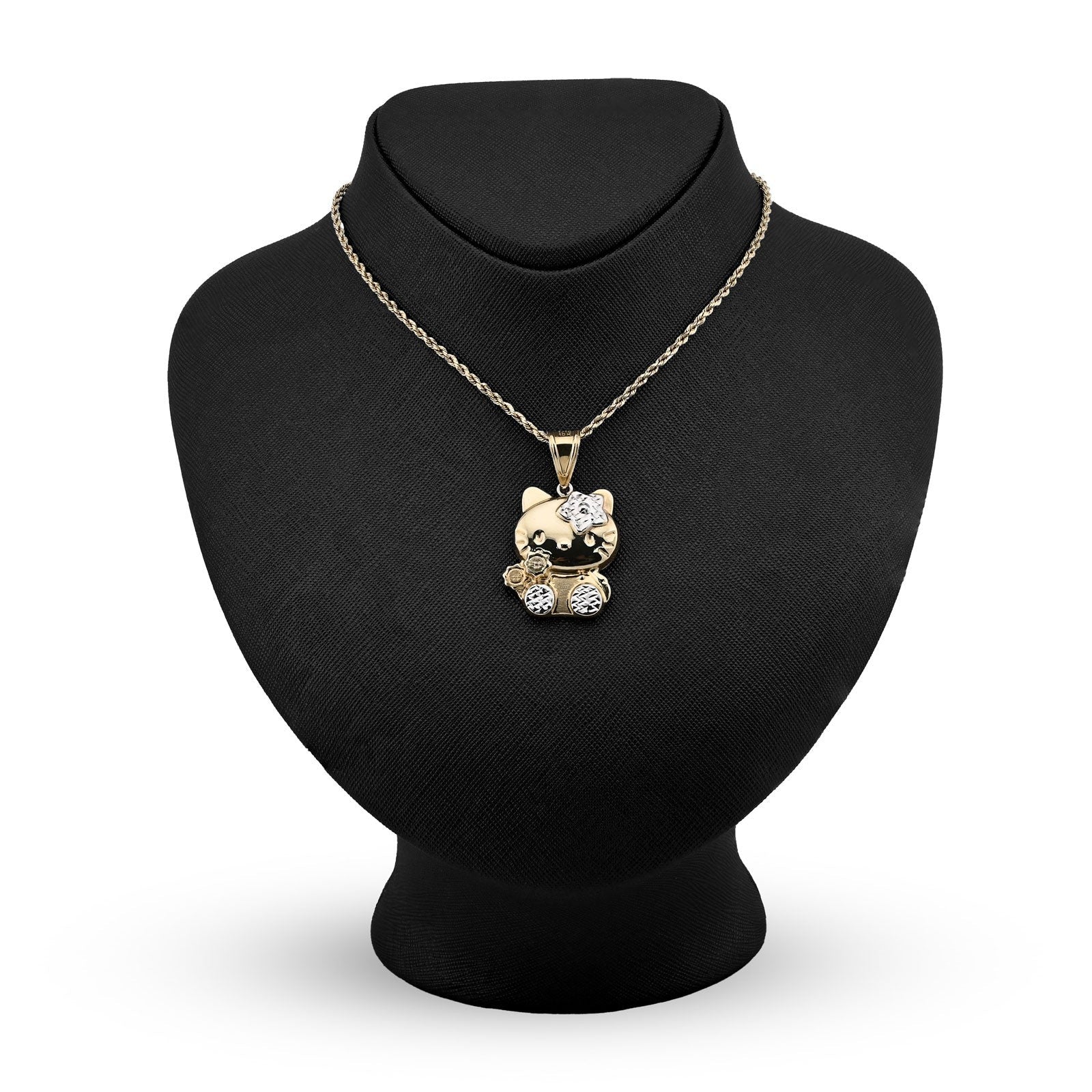 1/10th 10k Gold Bonded 925 Two Tone Hello Kitty Pendant 4gms Womens Cute Charm - Elite Jewelers - Charms & Pendants