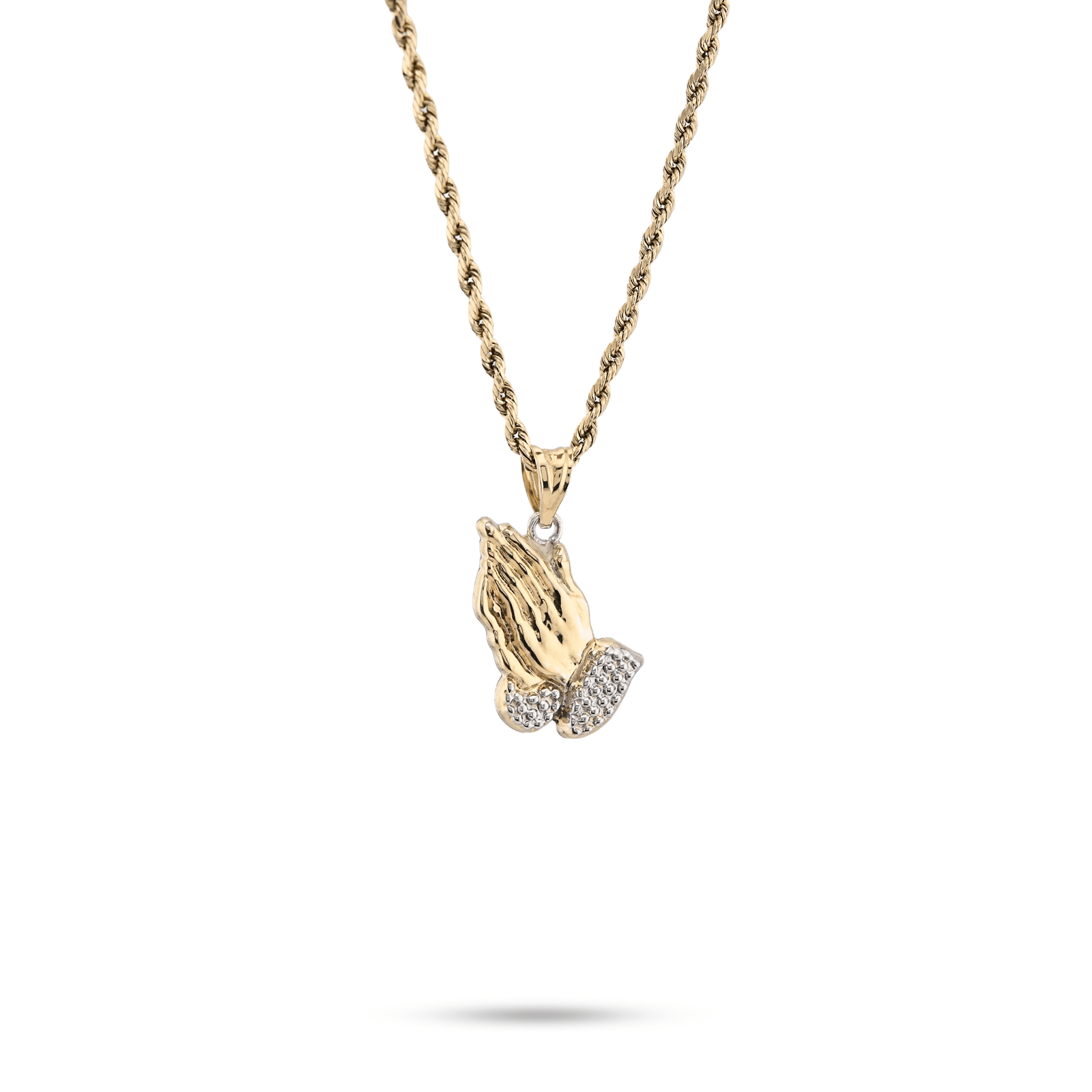 1/10th 10k Gold Bonded 925 Two Tone Praying Hand Charm 1.4gms Religious Pendant - Elite Jewelers - Charms & Pendants