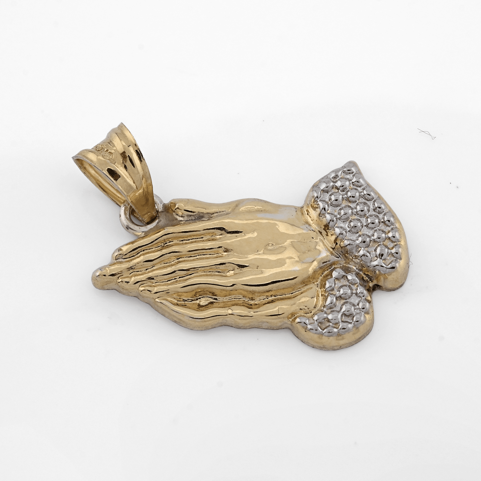 1/10th 10k Gold Bonded 925 Two Tone Praying Hand Charm 1.4gms Religious Pendant - Elite Jewelers - Charms & Pendants