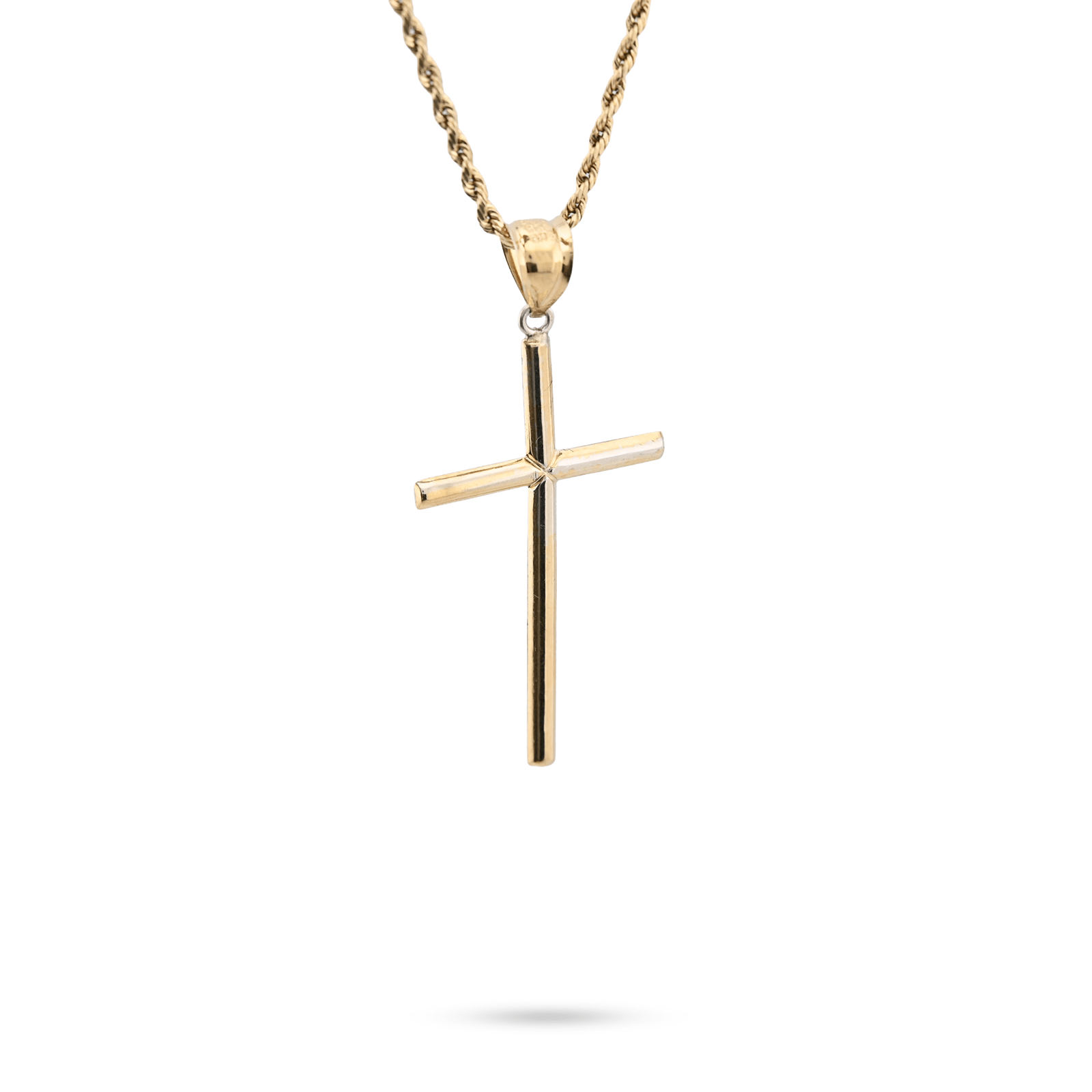 1/10th 10k Gold Bonded 925 Two Tone Thin Diamond Cut Cross Pendant 1.4gms Charm - Elite Jewelers - Charms & Pendants