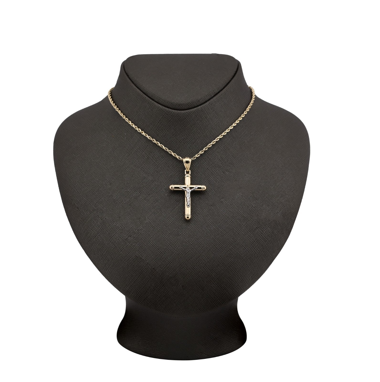 1/10th 10k Gold Bonded 925 Two Tone Tube Crucifix Cross Pendant 1.7g Mens Charm - Elite Jewelers - Charms & Pendants