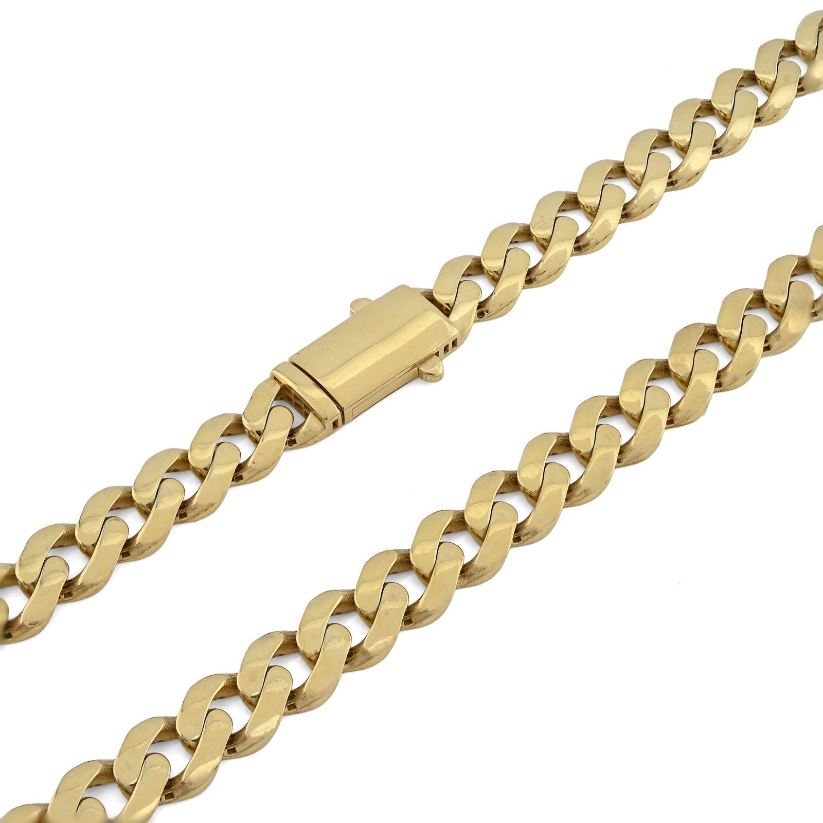 1/10th 10k Yellow Gold Bonded 925 8MM Monaco Cuban Chain 20 Inch 25.2g Necklace - Elite Jewelers - Necklaces & Chains