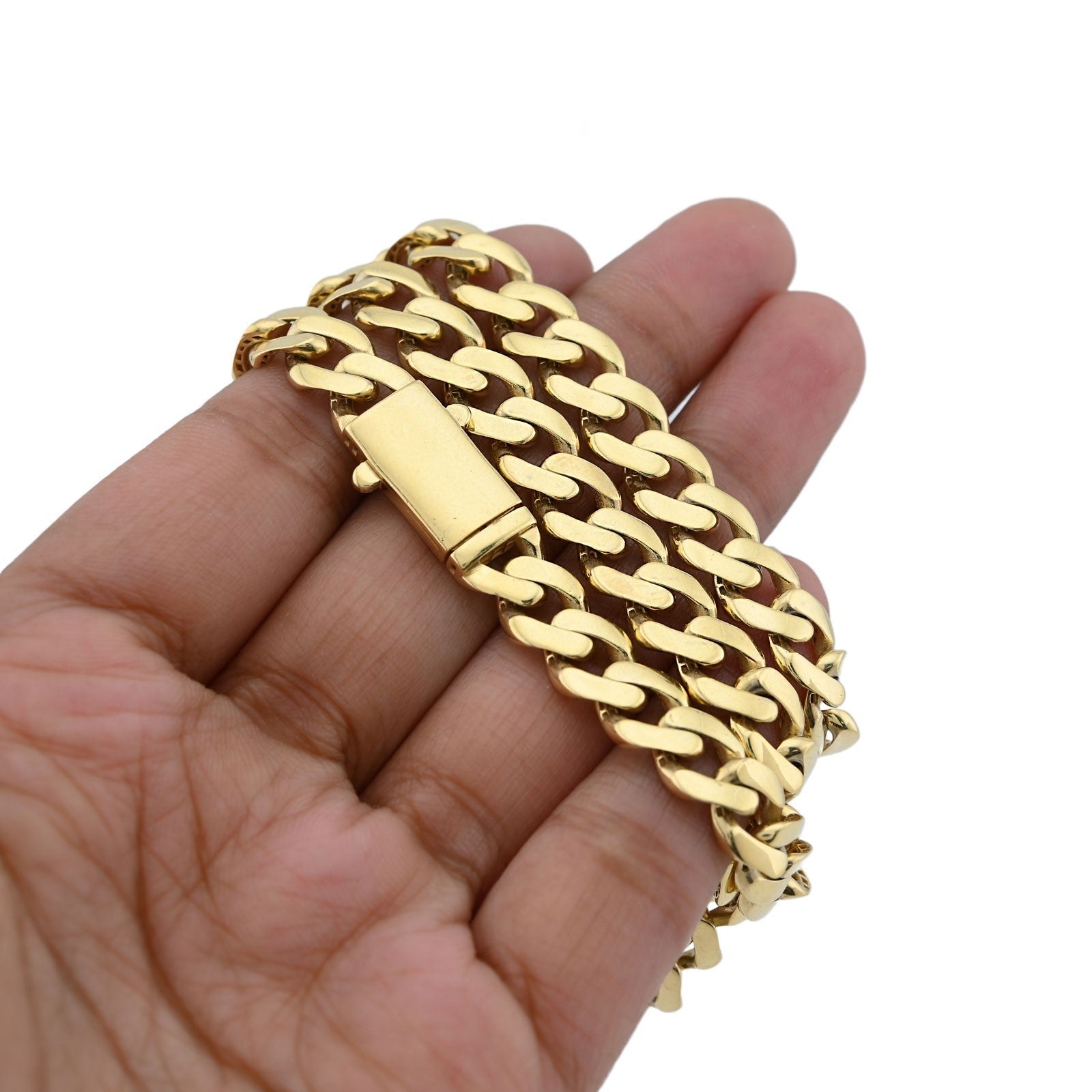 1/10th 10k Yellow Gold Bonded 925 8MM Monaco Cuban Chain 20 Inch 25.2g Necklace - Elite Jewelers - Necklaces & Chains