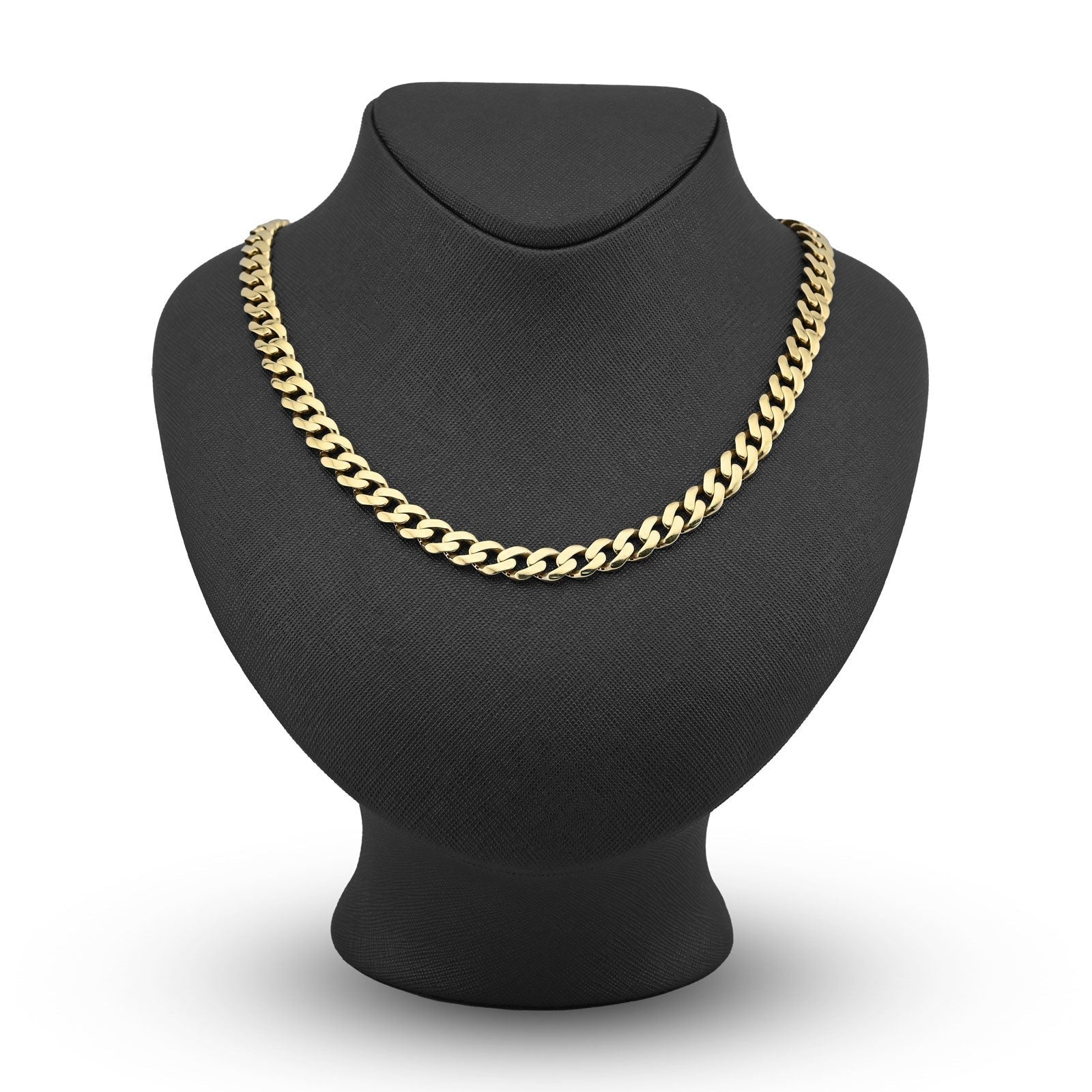 1/10th 10k Yellow Gold Bonded 925 8MM Monaco Cuban Chain 20 Inch 25.2g Necklace - Elite Jewelers - Necklaces & Chains
