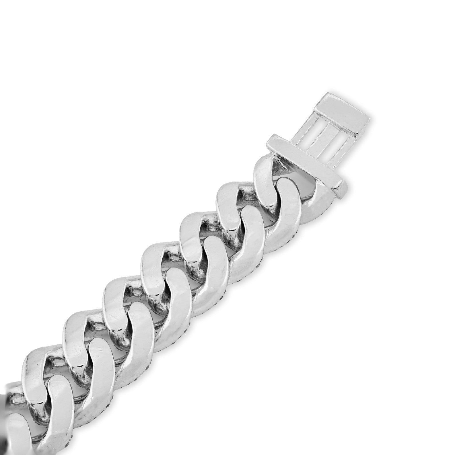 11.5MM 10k White Gold 57.2gms 6.75CTW Pure Round/Baguette Diamond Cuban Bracelet - Elite Jewelers - Bracelets