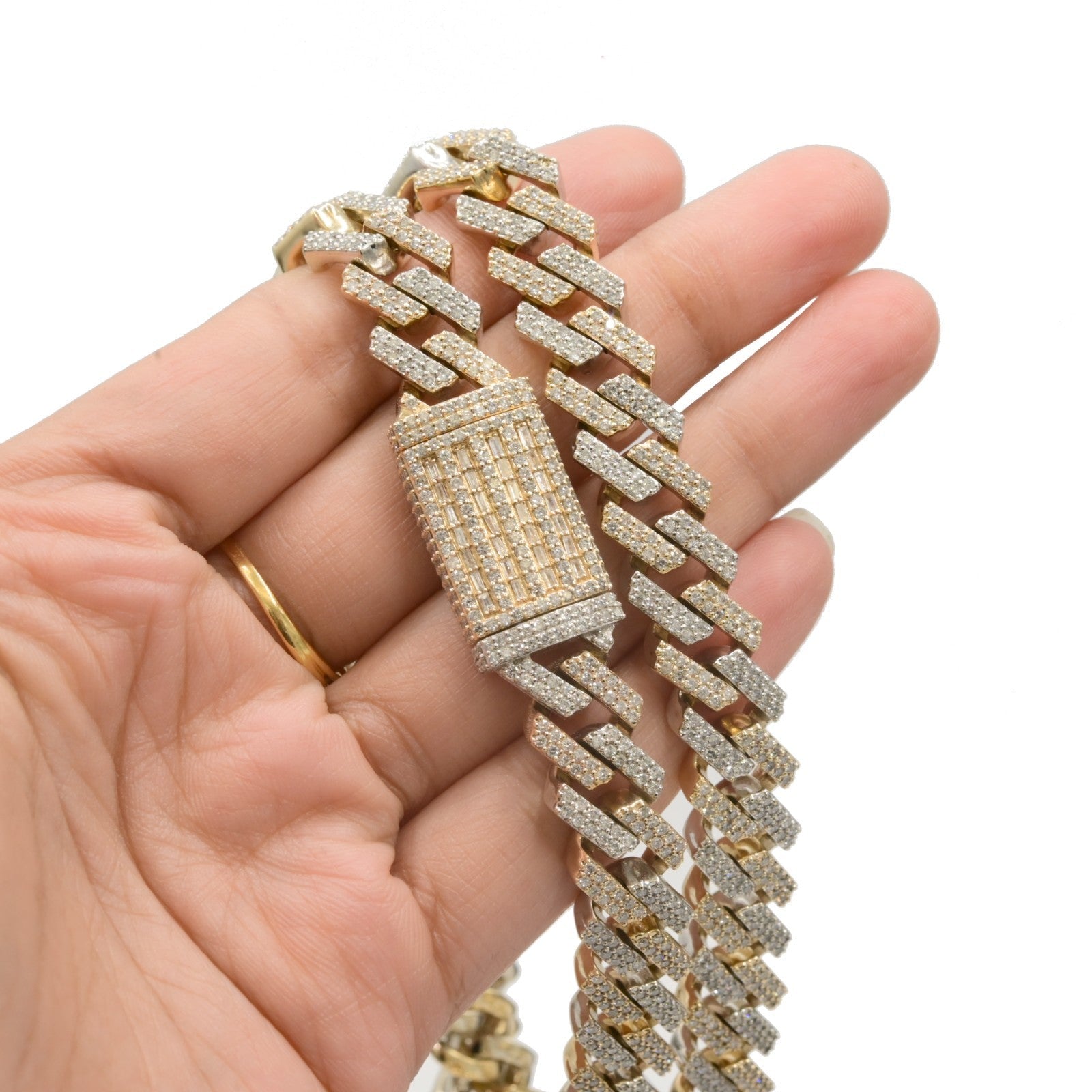11.5MM 10k Yellow & White Gold 22CTW Diamond 2 Row Cuban Chain 179.5g 20 Inches - Elite Jewelers - Necklaces & Chains