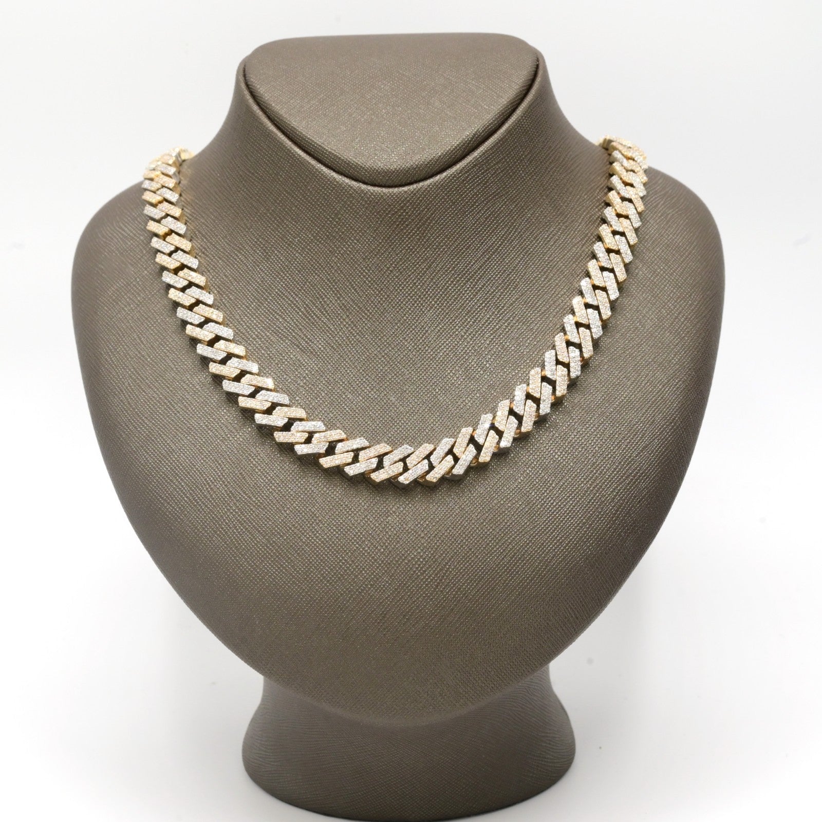 11.5MM 10k Yellow & White Gold 22CTW Diamond 2 Row Cuban Chain 179.5g 20 Inches - Elite Jewelers - Necklaces & Chains